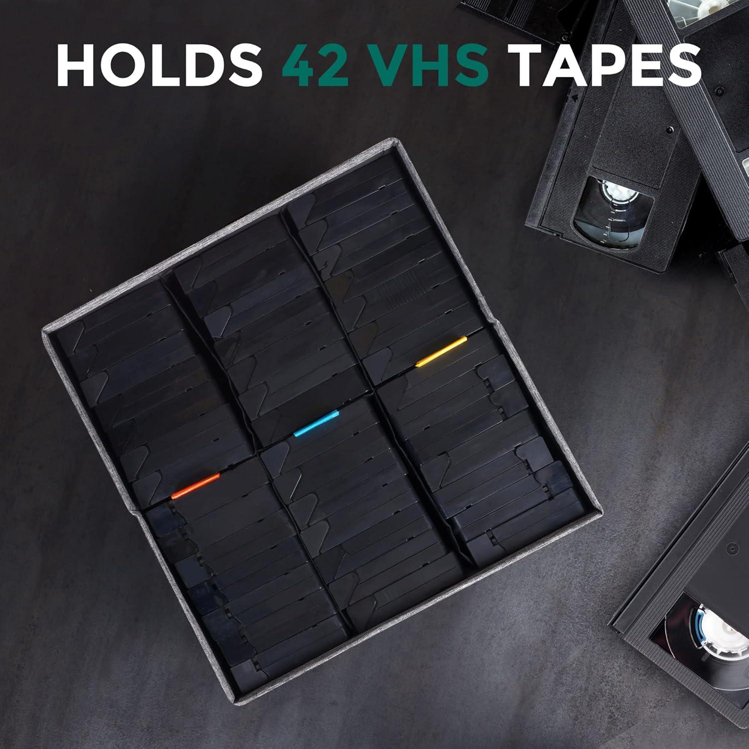 Caja de Almacenamiento VHS TWAVETREE Gris 42 Cintas 36.6x34x20.8 cm