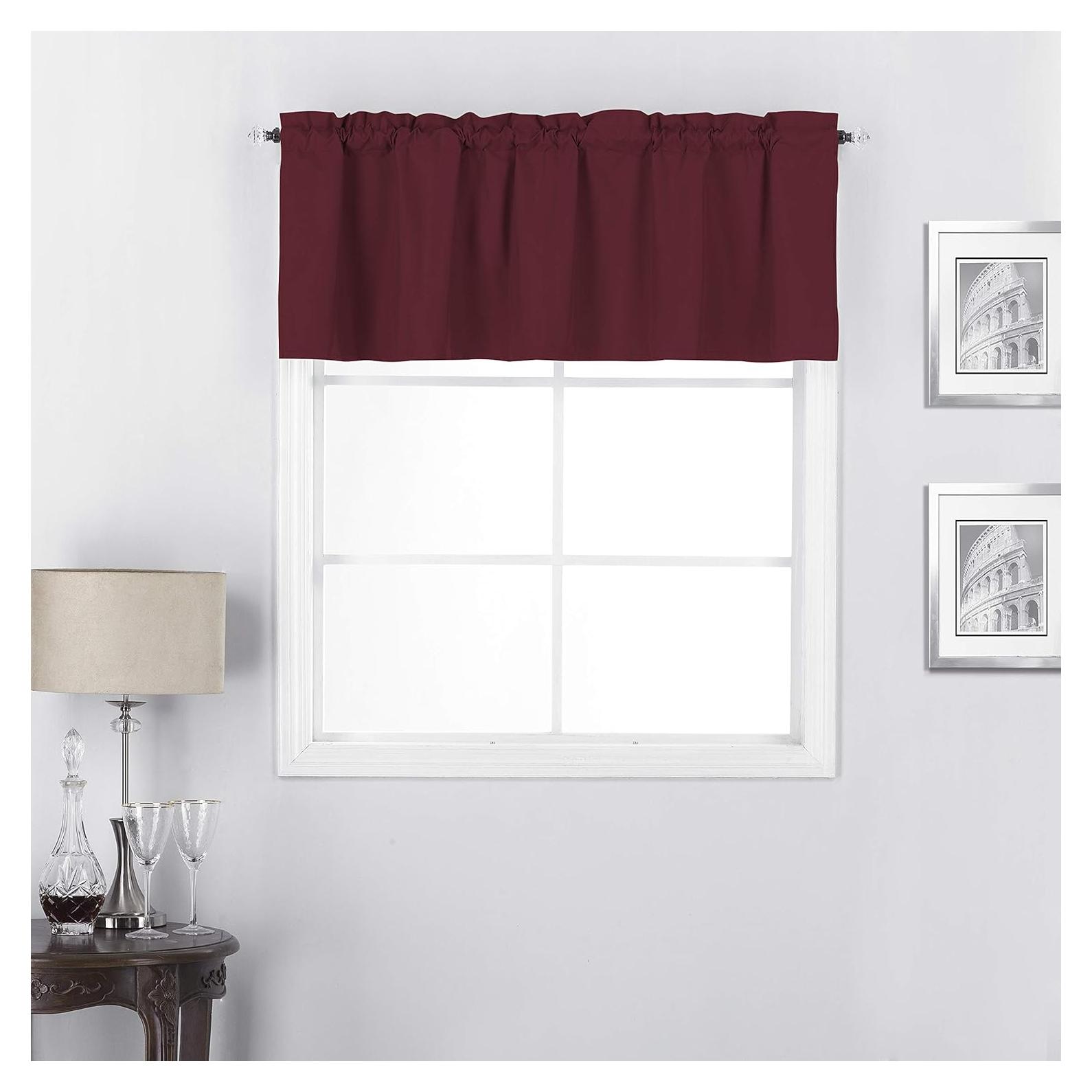 Cortina Valance Opaco Tendencias de Interior 52x18 cm Burdeos