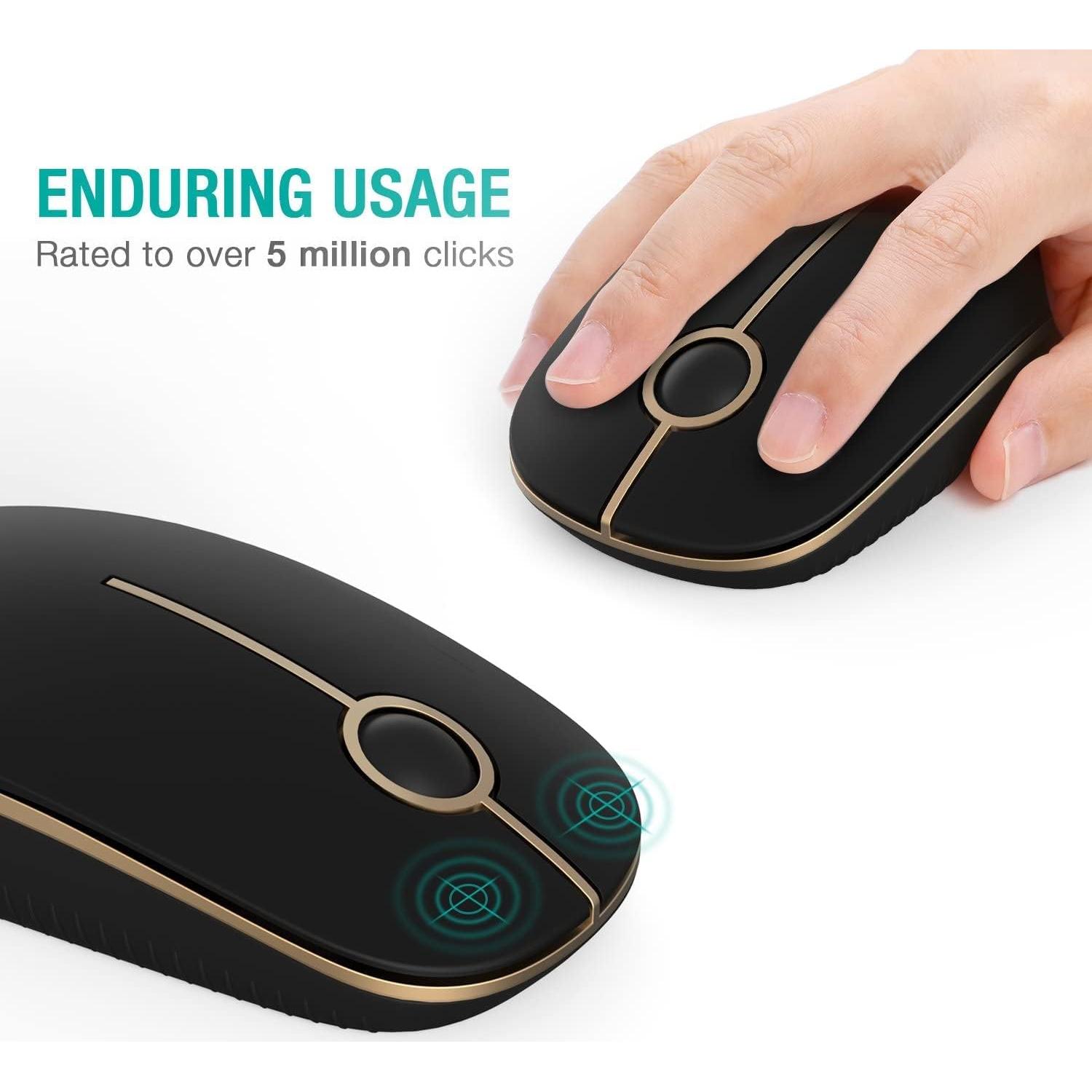 Ratón Inalámbrico Unipows Slim 2.4G Negro y Dorado