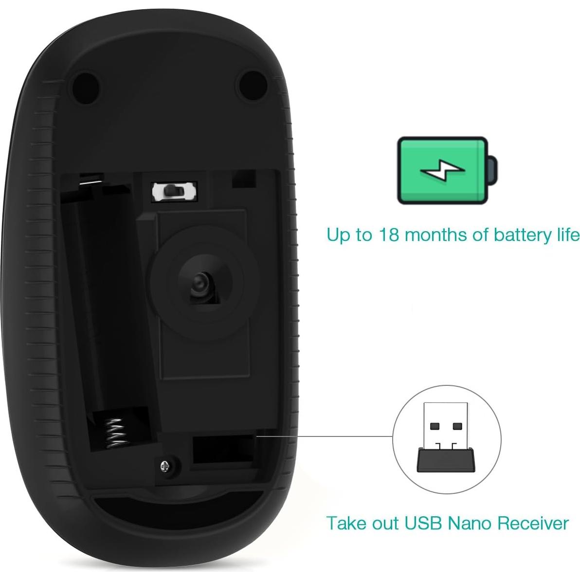 Ratón Inalámbrico Unipows Slim 2.4G Negro y Dorado