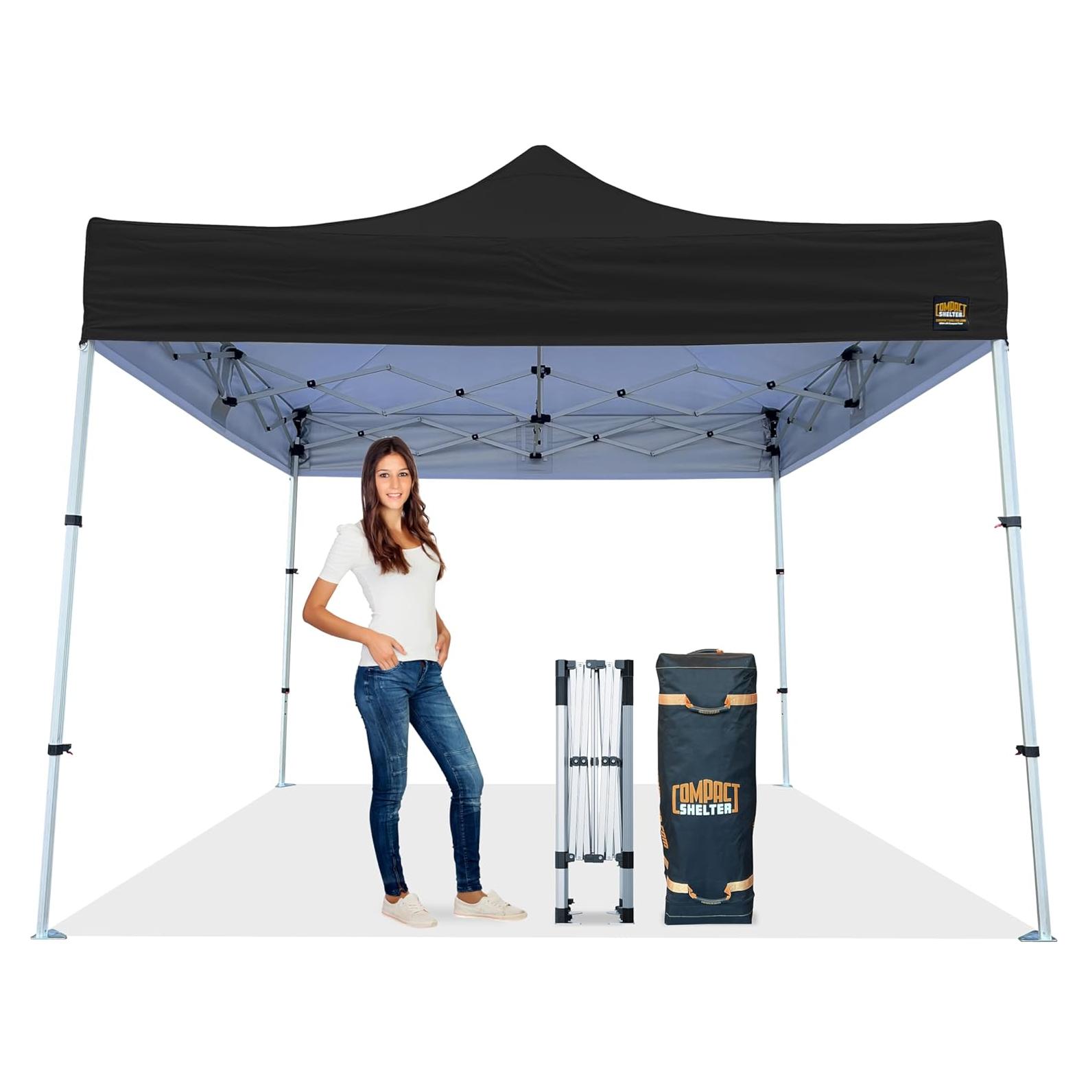 Toldo Plegable Compact Shelter 2.44x2.44m Resistente Negro