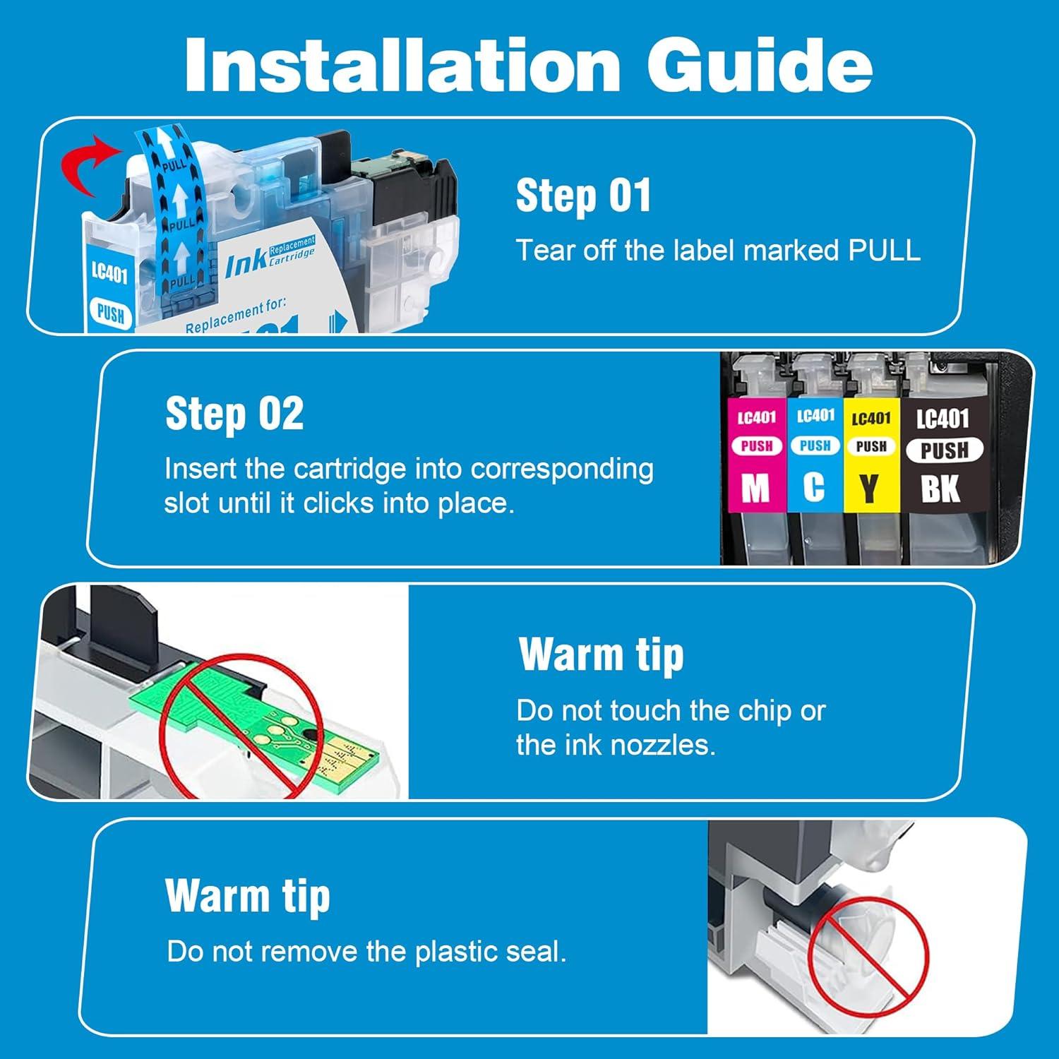 Cartuchos de Tinta Negra F FINDERS&CO LC401BK - Paquete de 3