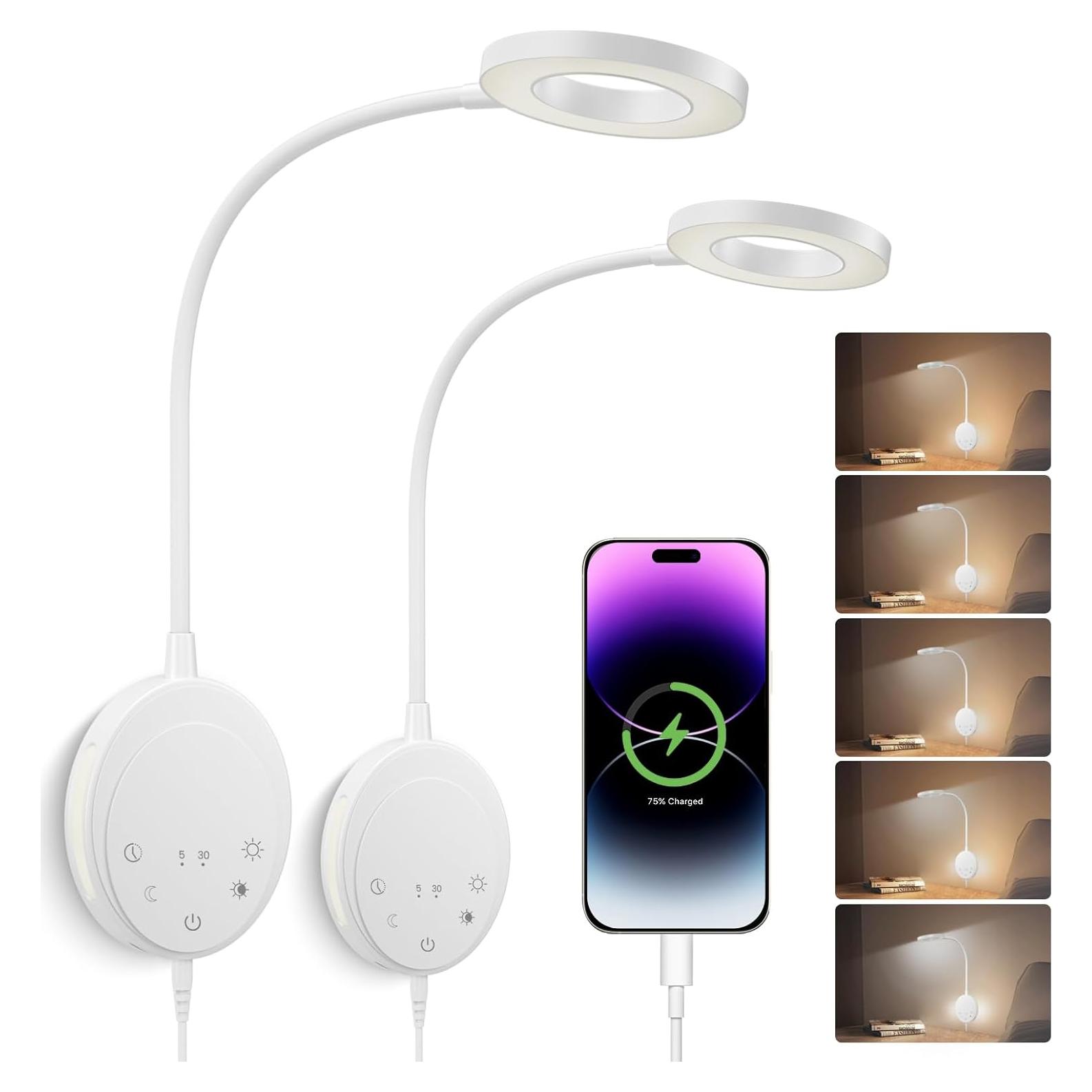 Luz de Lectura Montada en Pared NoeiiT con 5 Temperaturas y USB