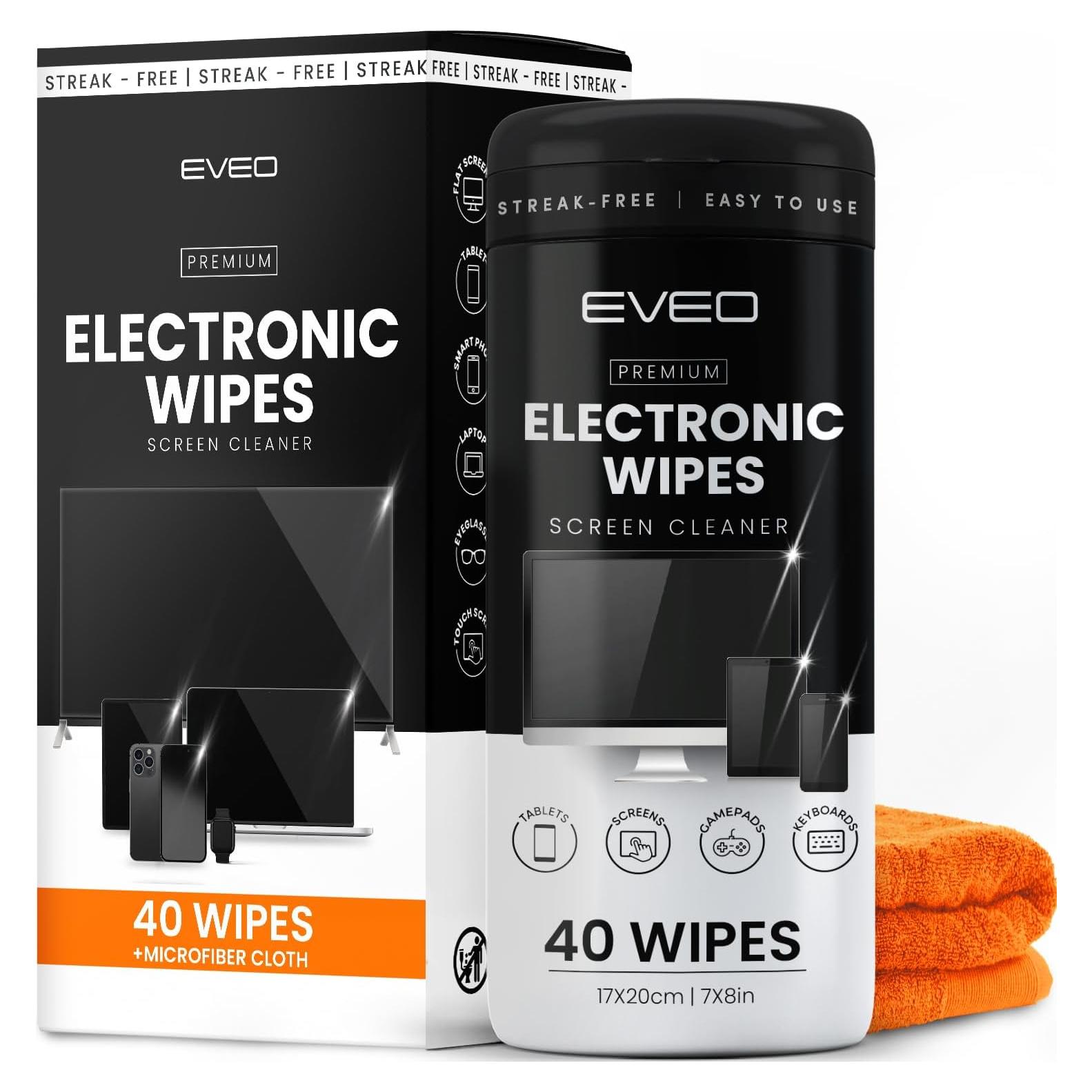 Toallitas Limpiadoras de Pantallas EVEO 40 Unidades 357g