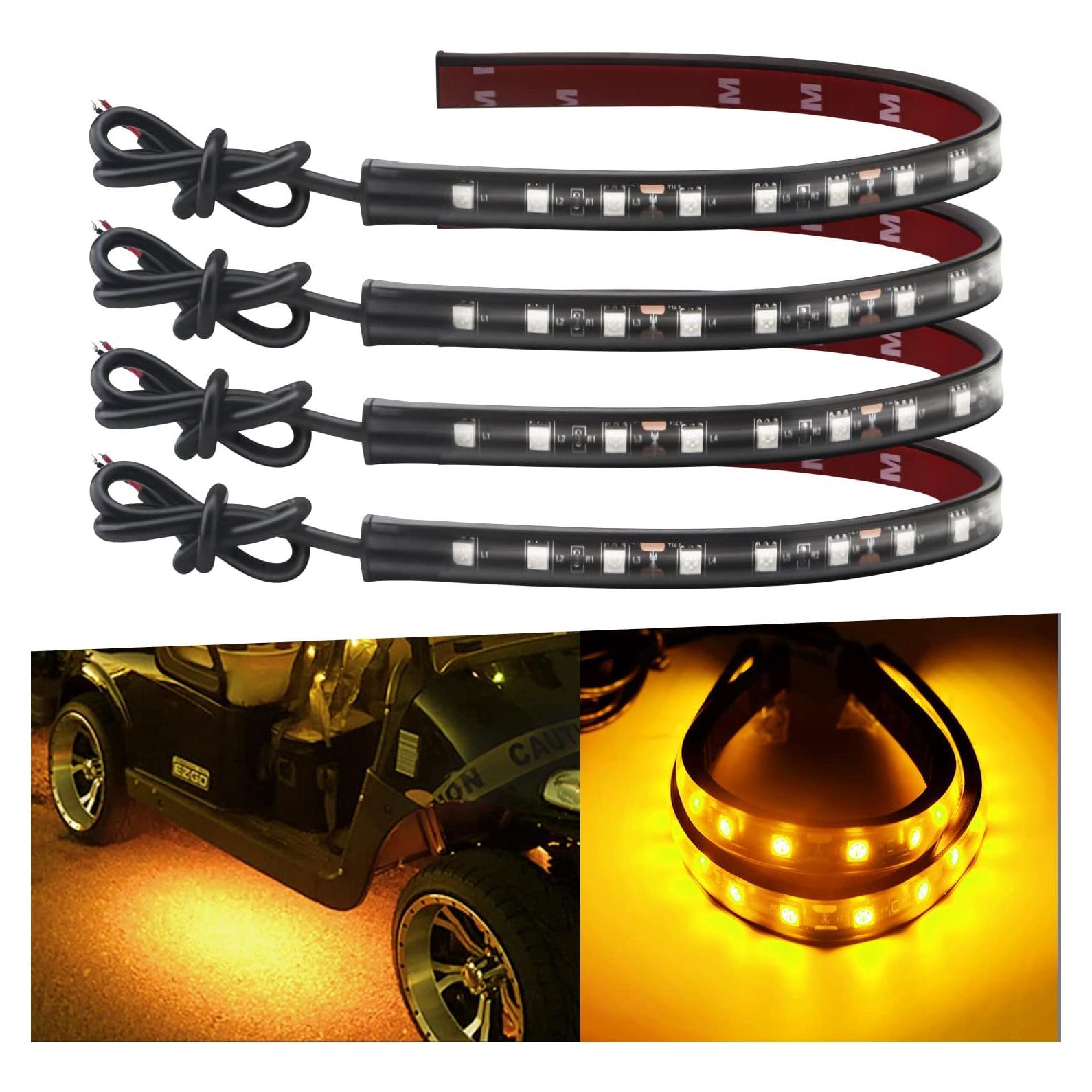 Tira de Luz LED Ámbar Keiurot 32.3cm 12V Impermeable - Paquete de 4