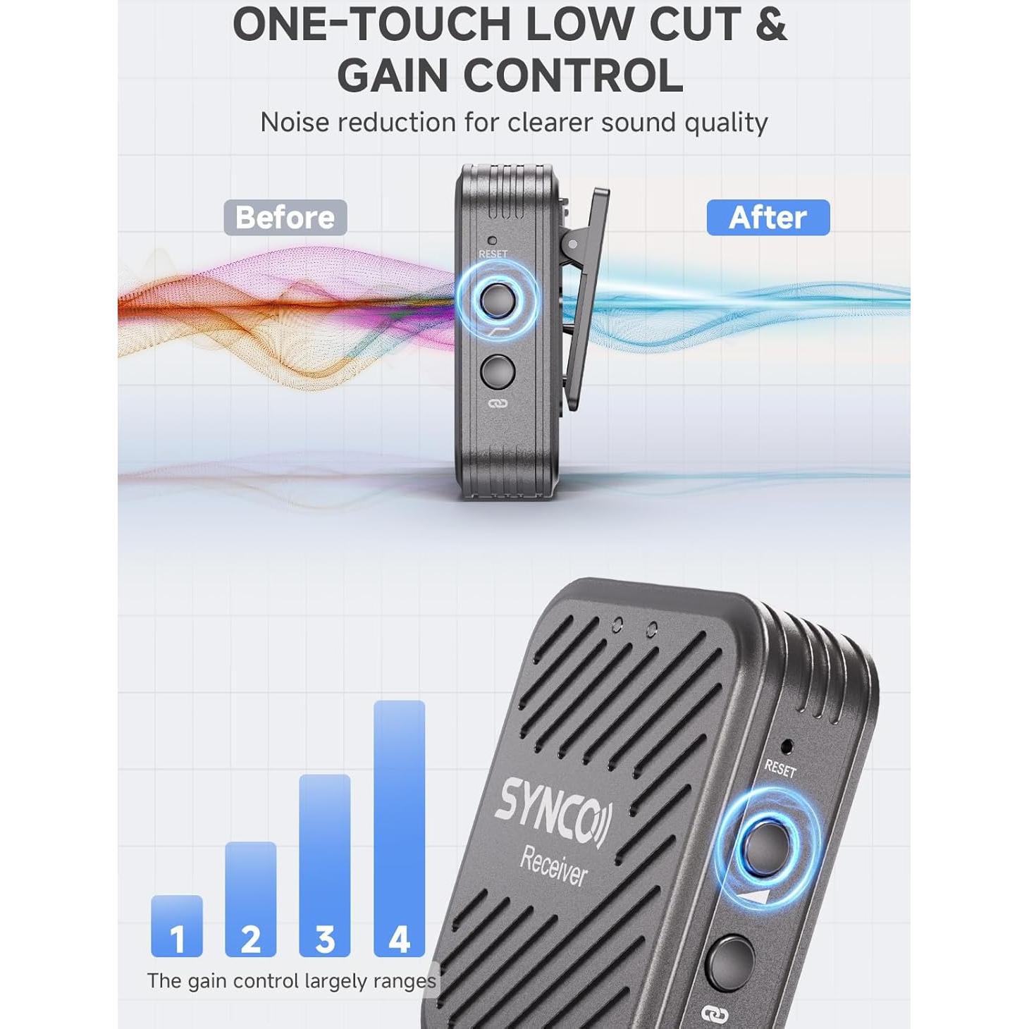 Micrófono Inalámbrico SYNCO G1(A1) Gris - 150m, Compacto