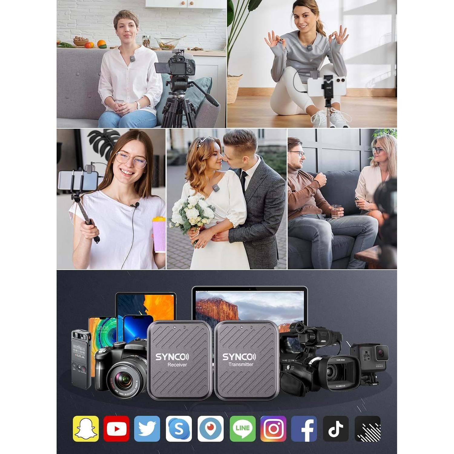 Micrófono Inalámbrico SYNCO G1(A1) Gris - 150m, Compacto