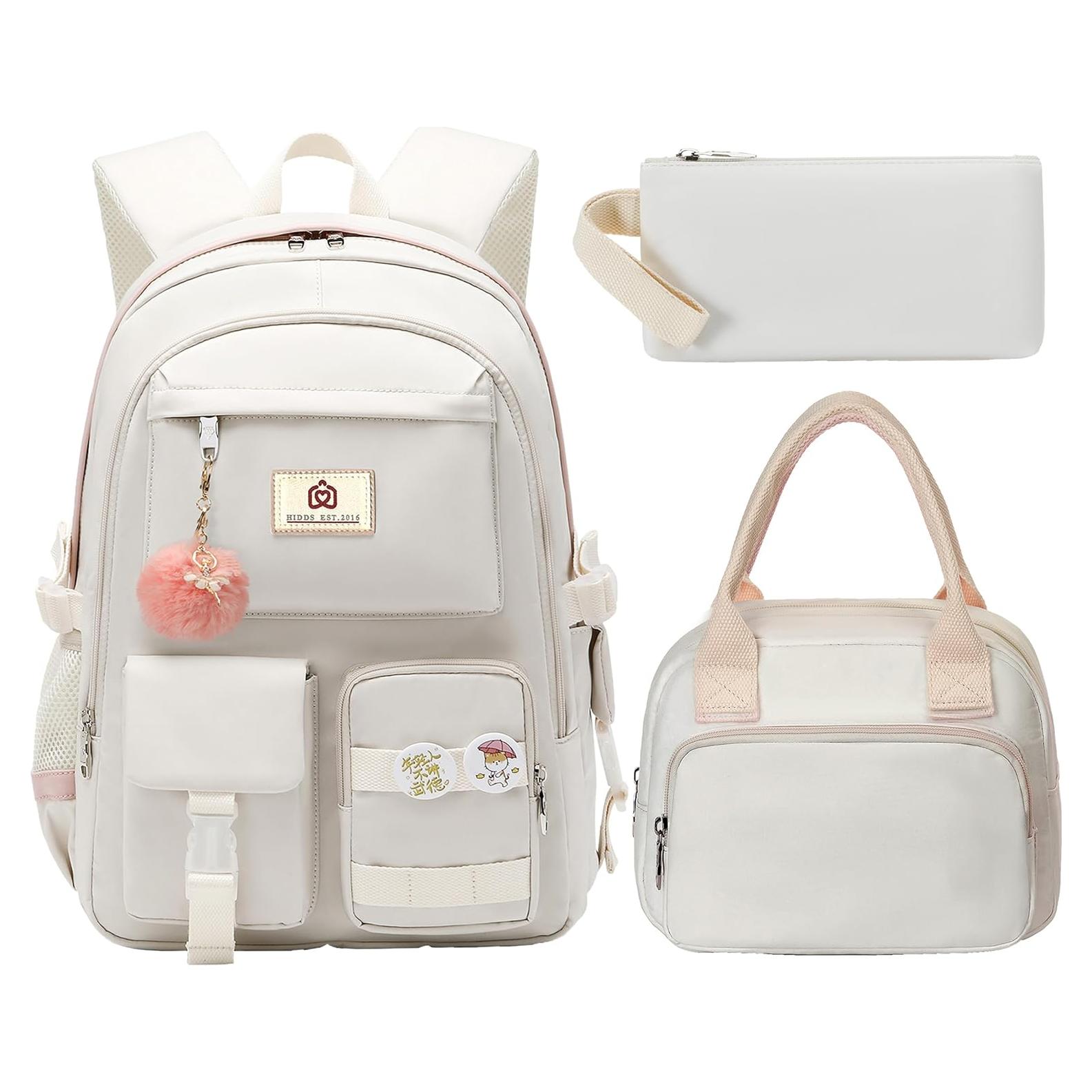 Set de Mochilas Escolares 3 en 1 Beige - Niñas Adolescentes