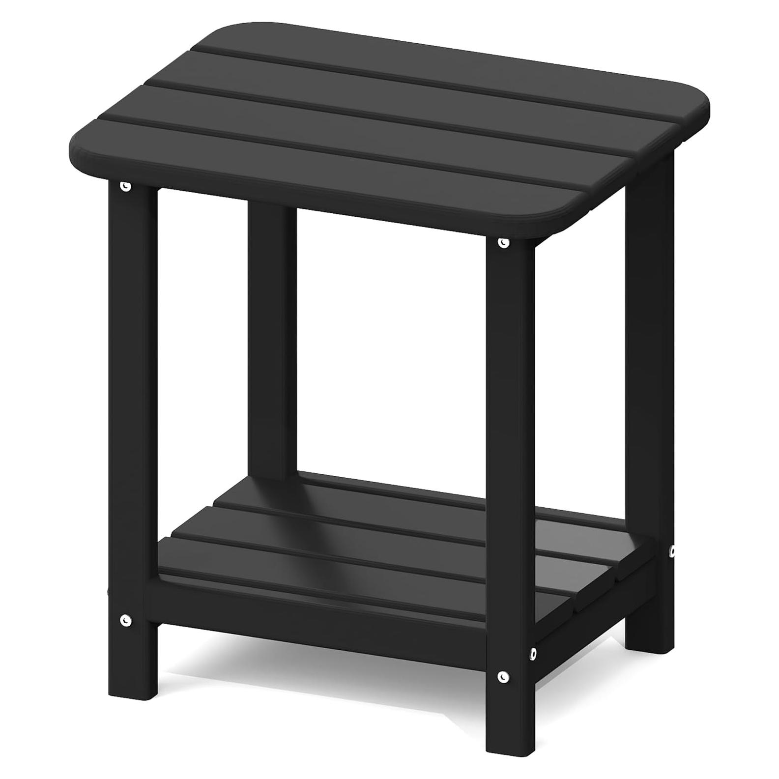 Mesa Lateral Adirondack Sundale para Exterior Negra 2 Niveles