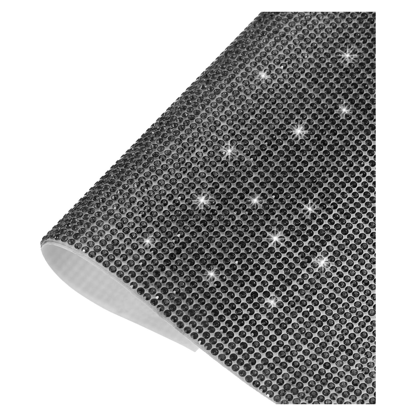 Hoja Autoadhesiva de Rhinestone Brillante MECCANIXITY 24x20cm Negro