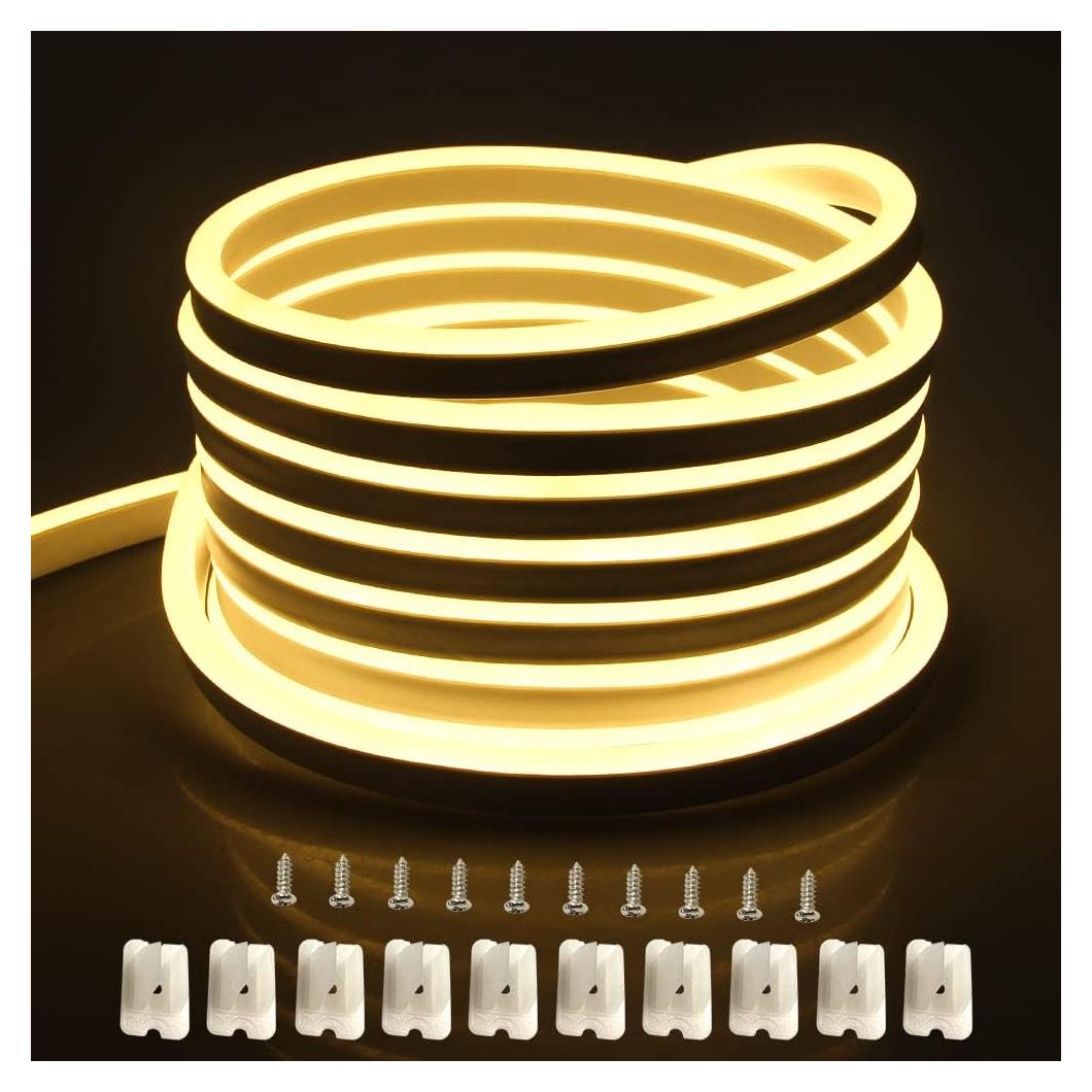 Luz de Neón LED Aclorol 5m Blanco Cálido IP67 Flexible 600 LEDs