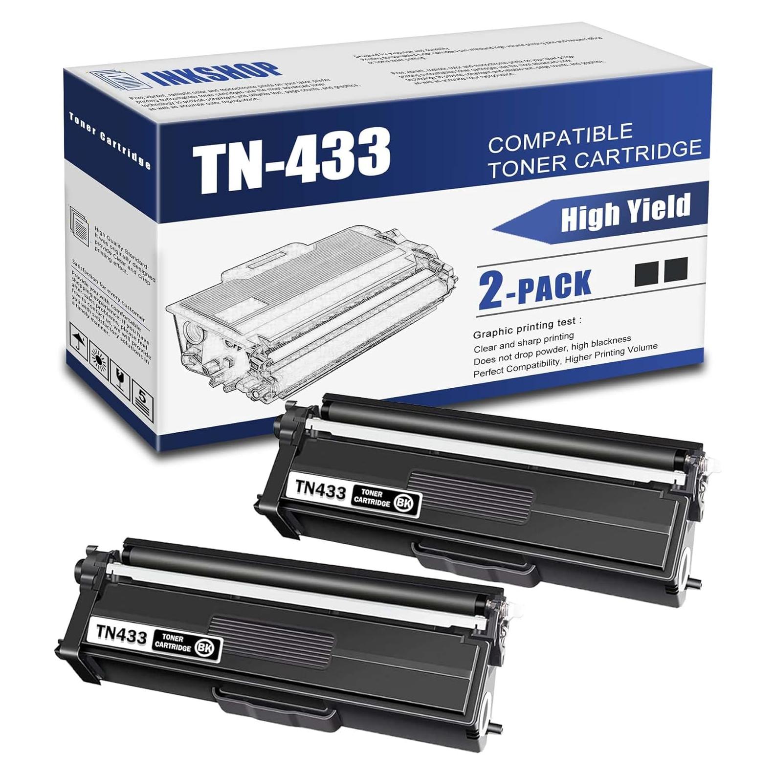 Cartucho de Tóner Negro INKSHOP TN-433 Compatible (2 Unidades)