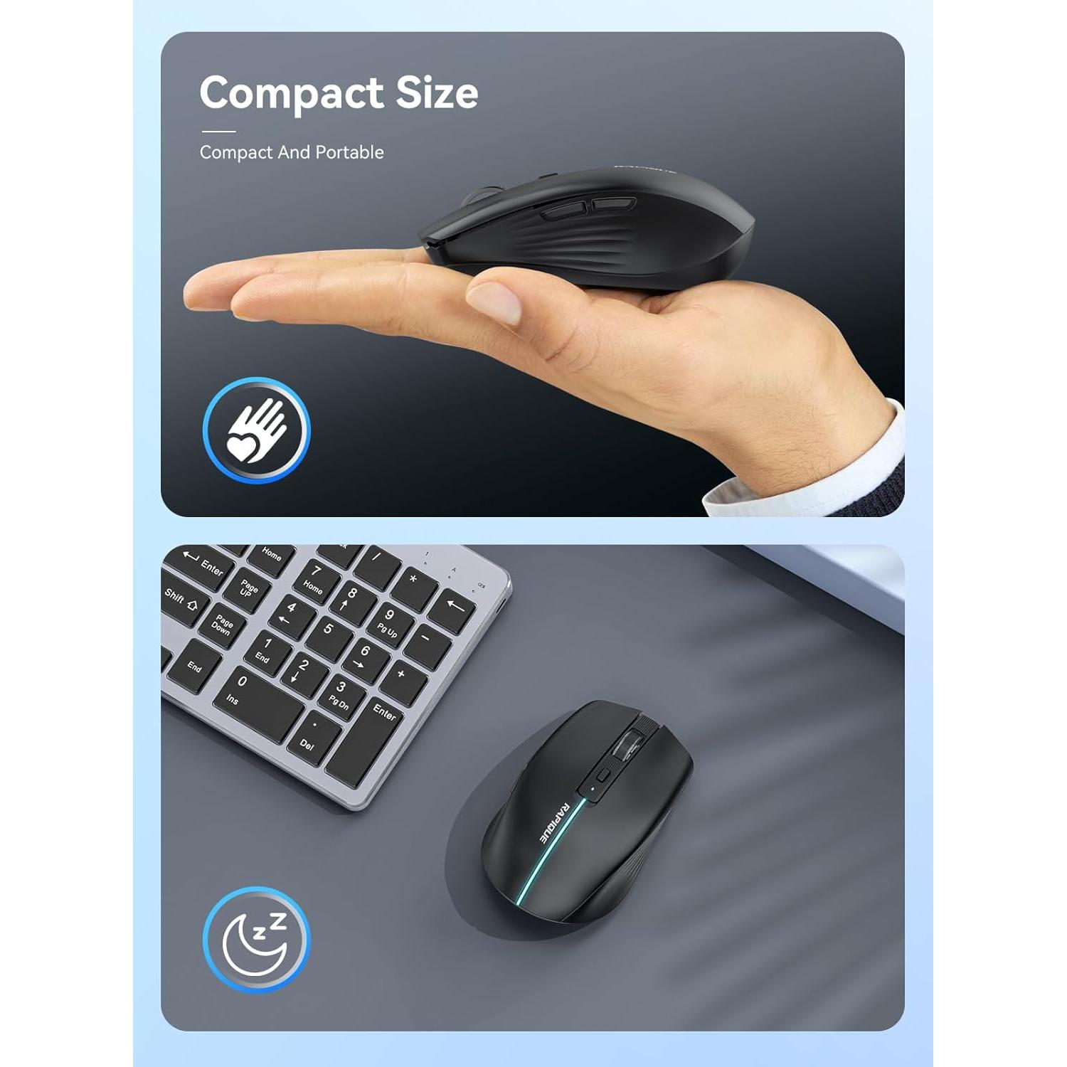 Ratón Inalámbrico RAPIQUE R110 Bluetooth Recargable Negro