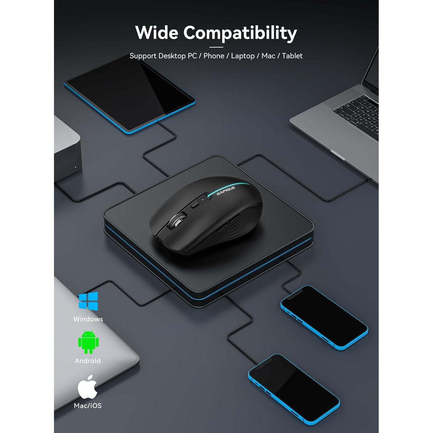 Ratón Inalámbrico RAPIQUE R110 Bluetooth Recargable Negro