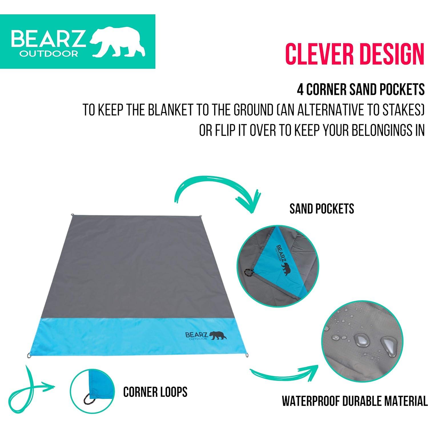 Manta de bolsillo BEARZ Outdoor impermeable 152x140 cm azul