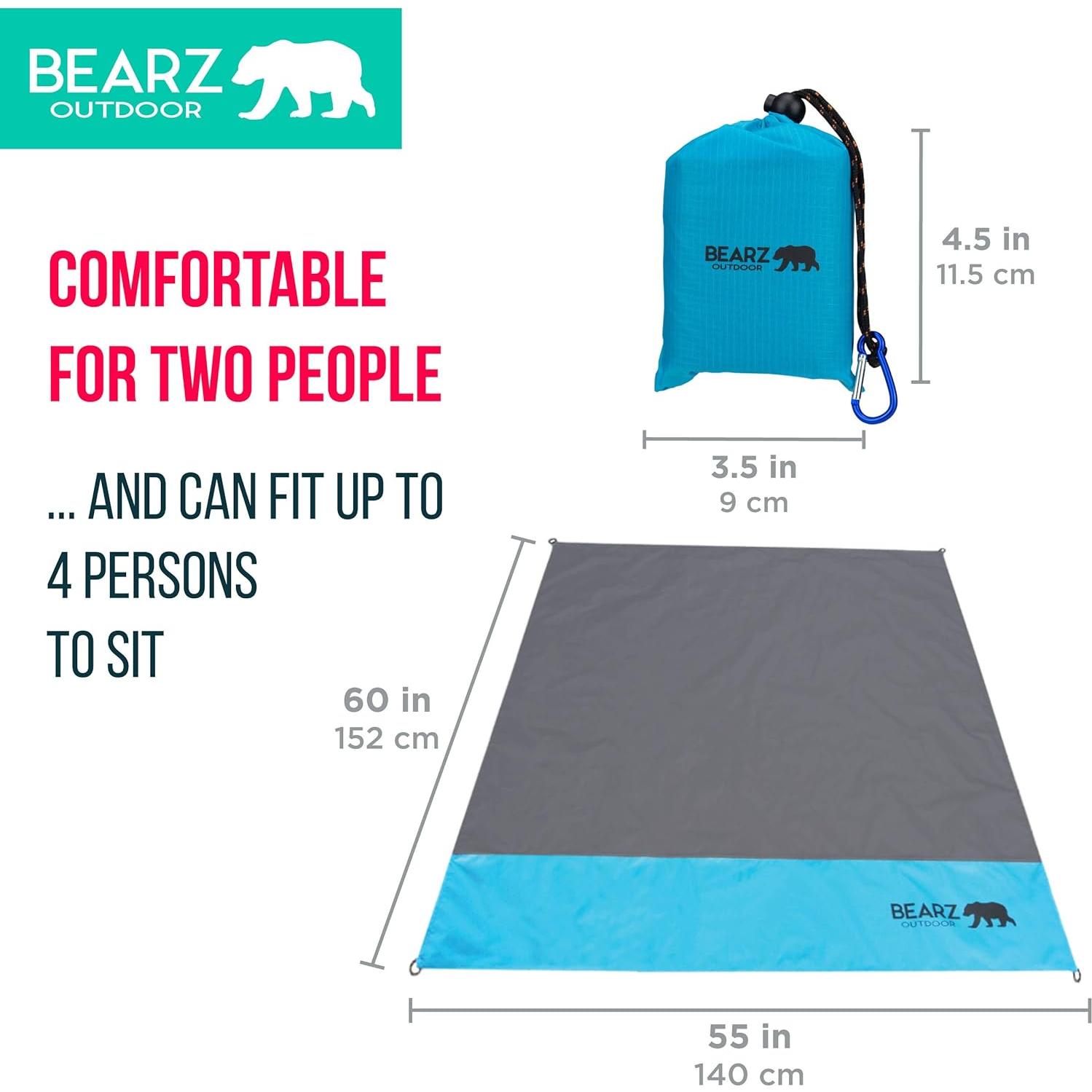 Manta de bolsillo BEARZ Outdoor impermeable 152x140 cm azul