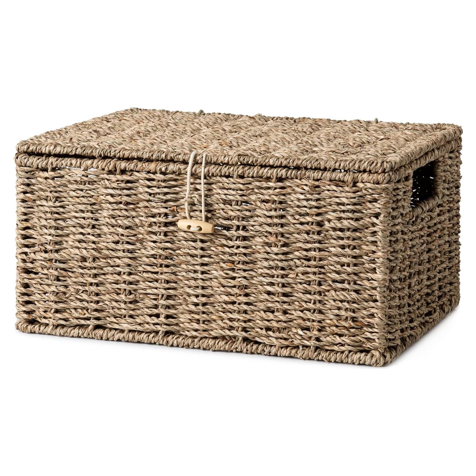 Cesta de Mimbre StorageWorks con Tapa 33x23x15.9 cm Natural