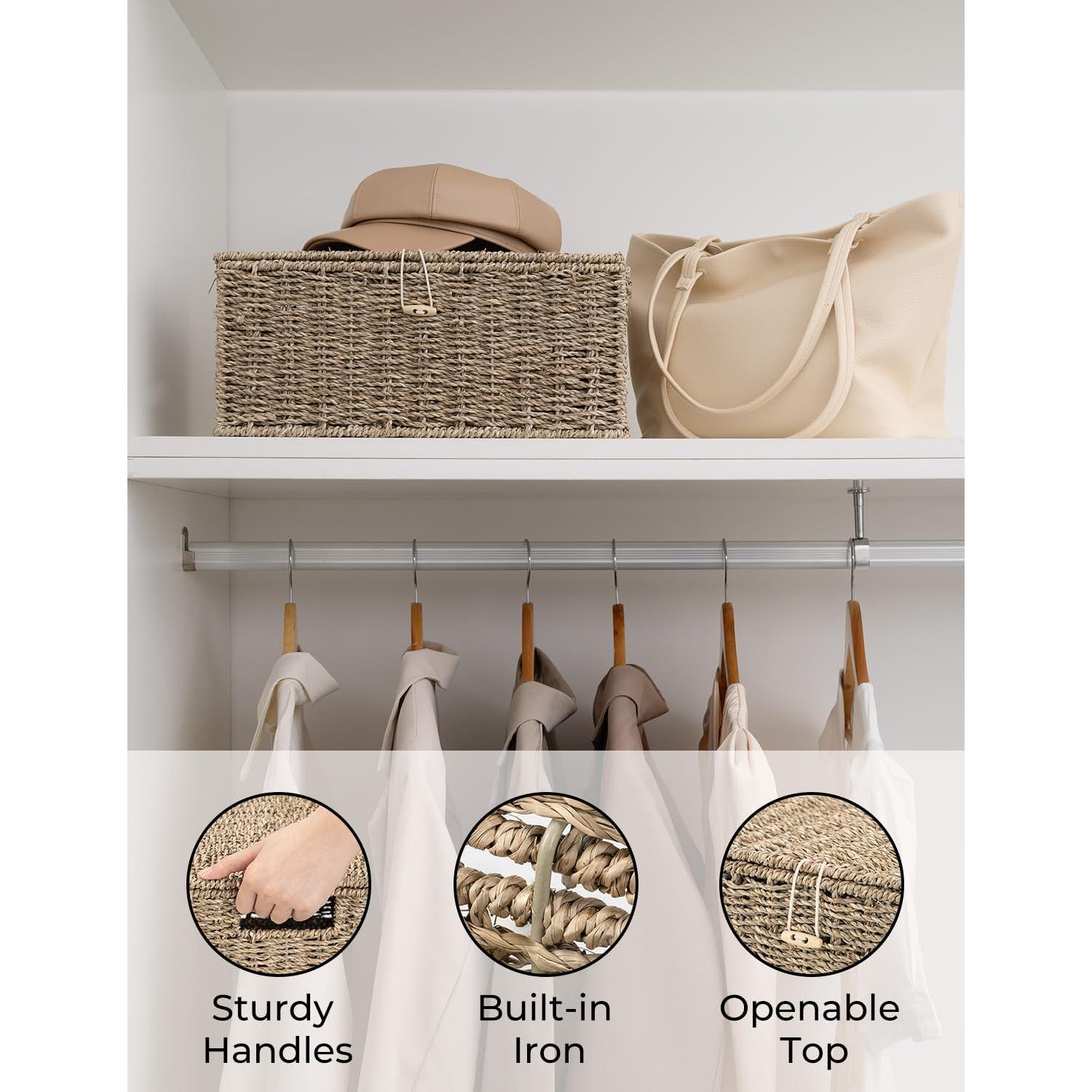 Cesta de Mimbre StorageWorks con Tapa 33x23x15.9 cm Natural