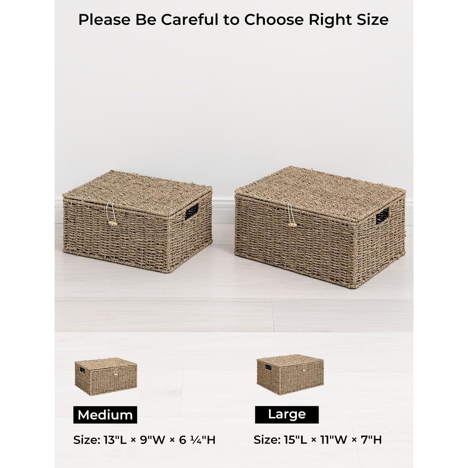 Cesta de Mimbre StorageWorks con Tapa 33x23x15.9 cm Natural