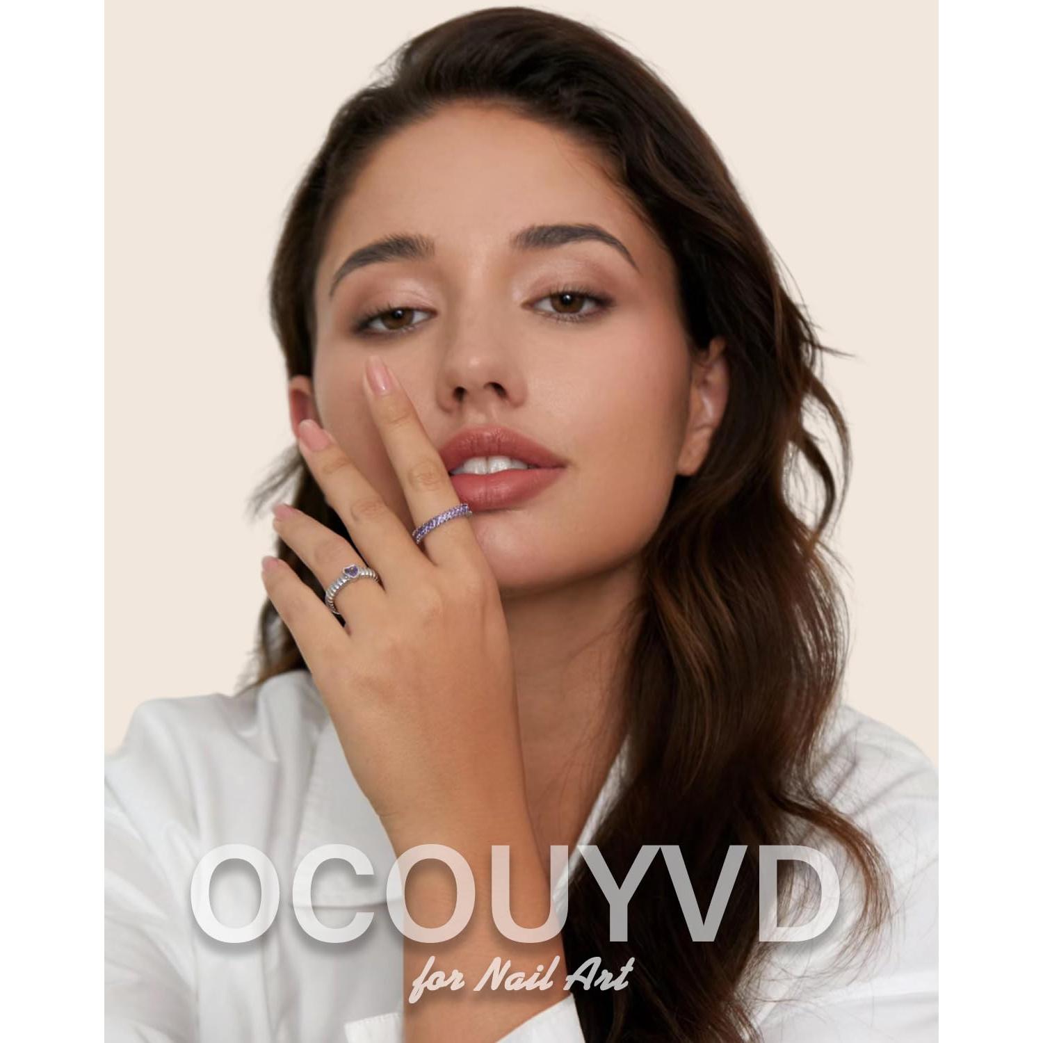 24 Uñas Postizas Cortas OCOUYVD Floral Rosa y Blanco