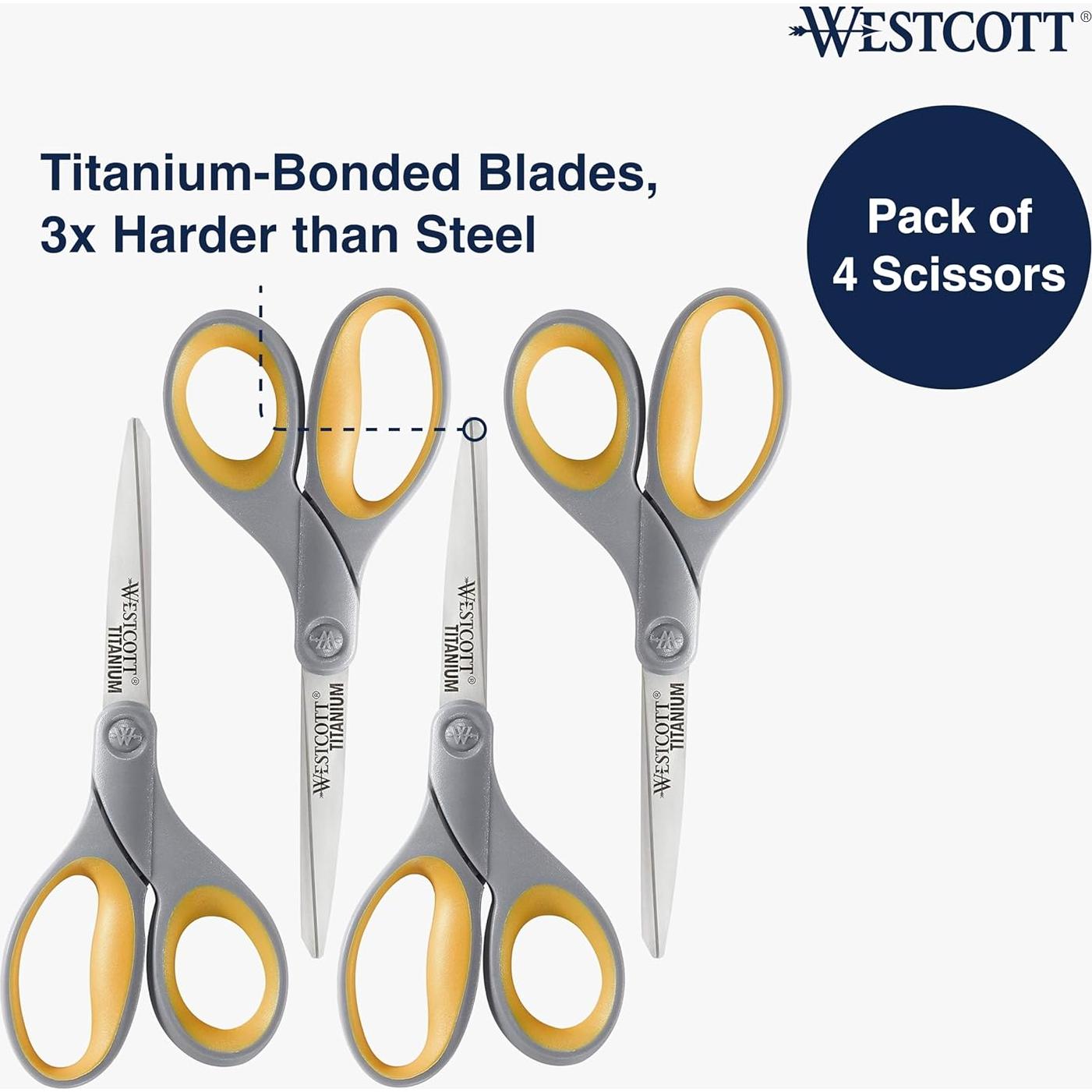 Tijeras de Titanio Bonded Westcott 20 cm, Paquete de 4