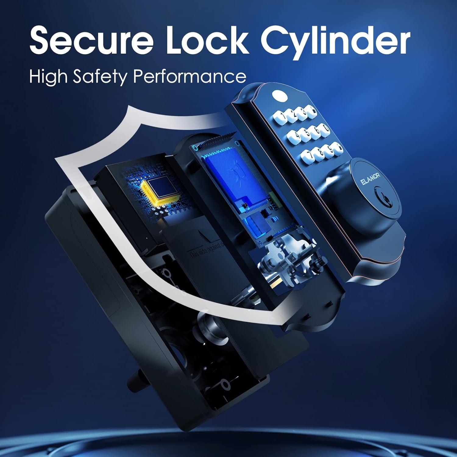 Cerradura Electrónica Inteligente ELAMOR M19 ORB - Sin Llave, 50 Códigos, Impermeable