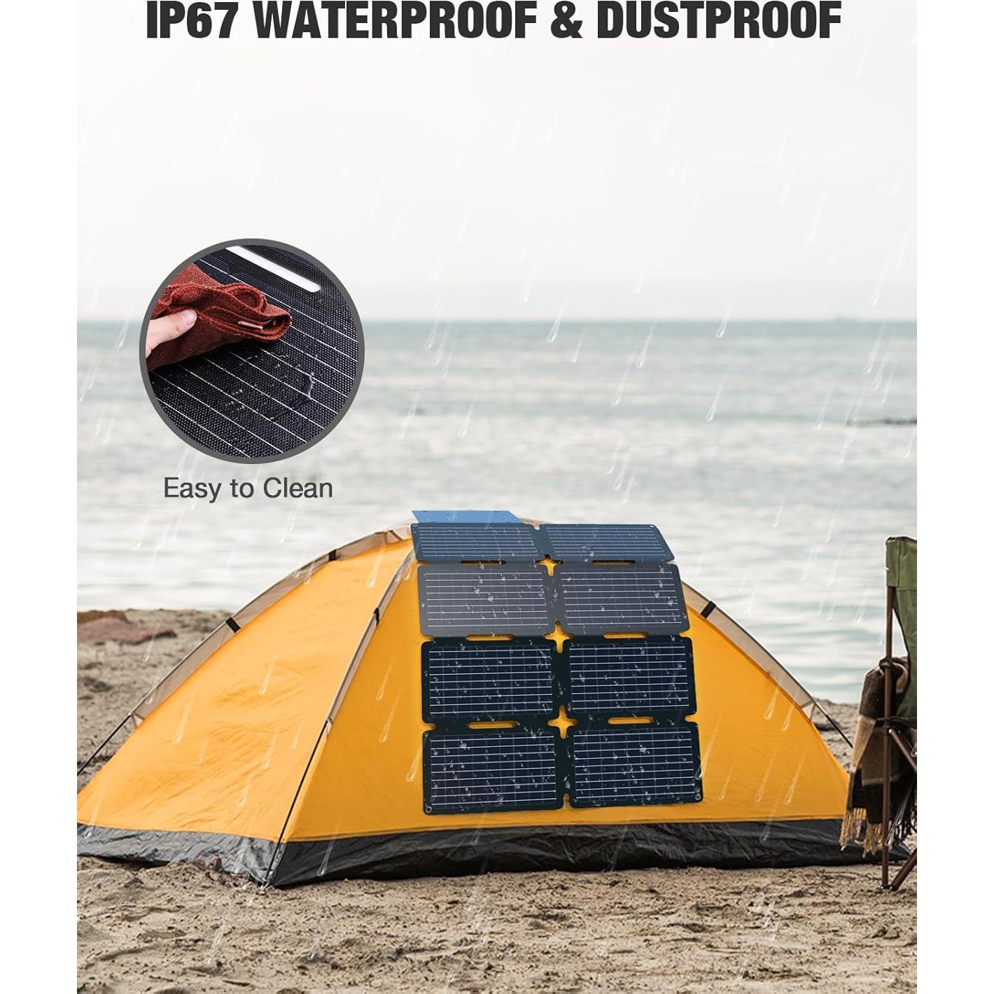 Panel Solar Plegable GRECELL 80W USB-C Impermeable