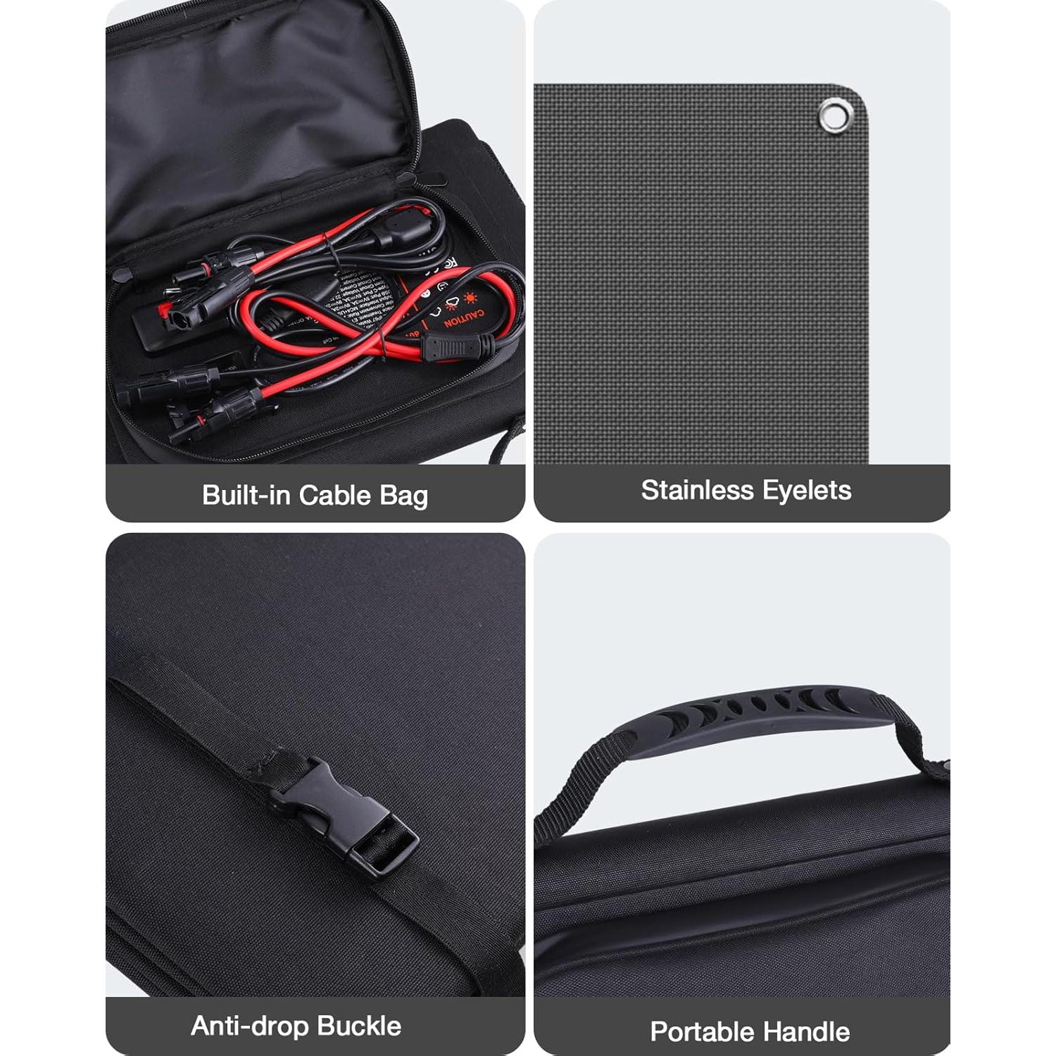 Panel Solar Plegable GRECELL 80W USB-C Impermeable