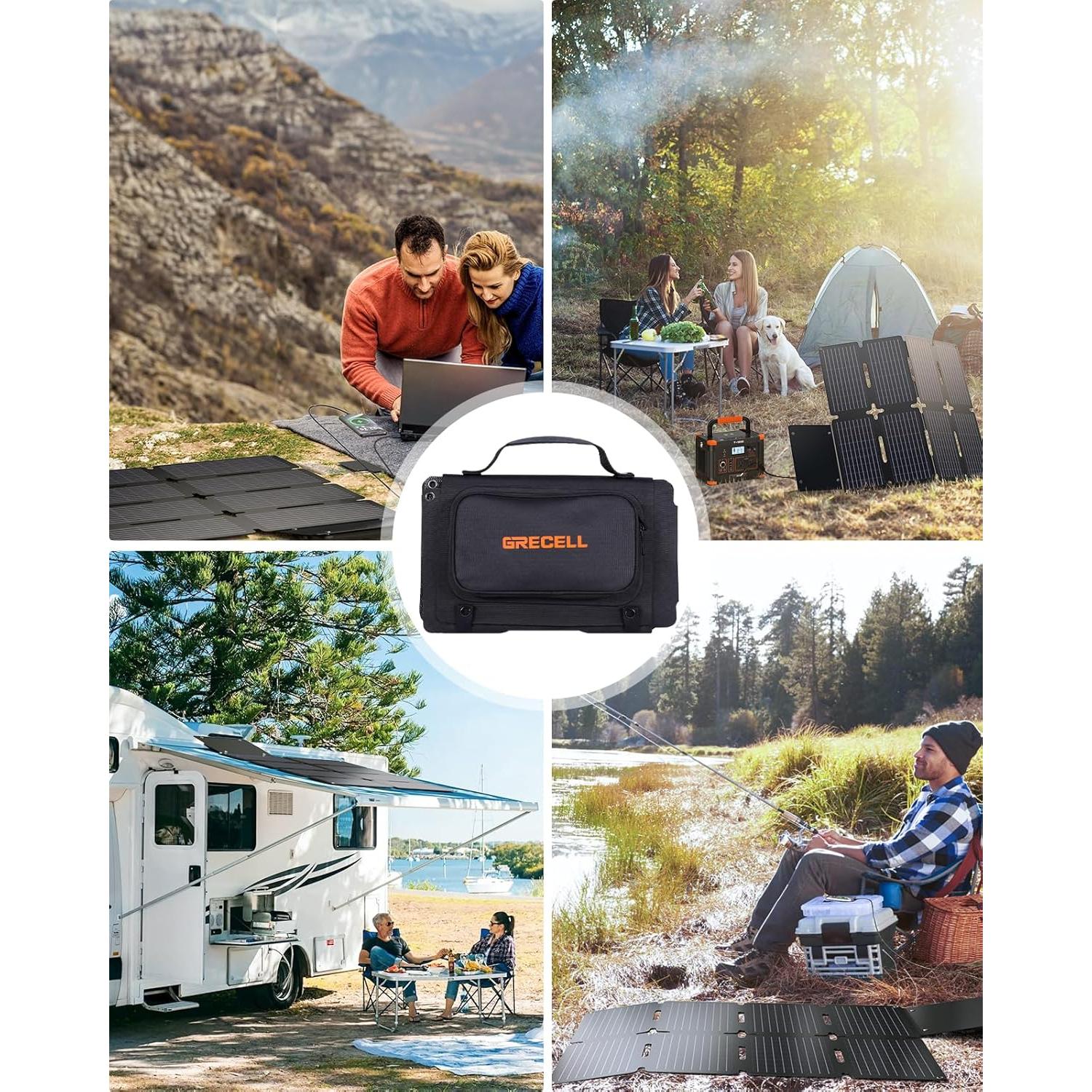 Panel Solar Plegable GRECELL 80W USB-C Impermeable