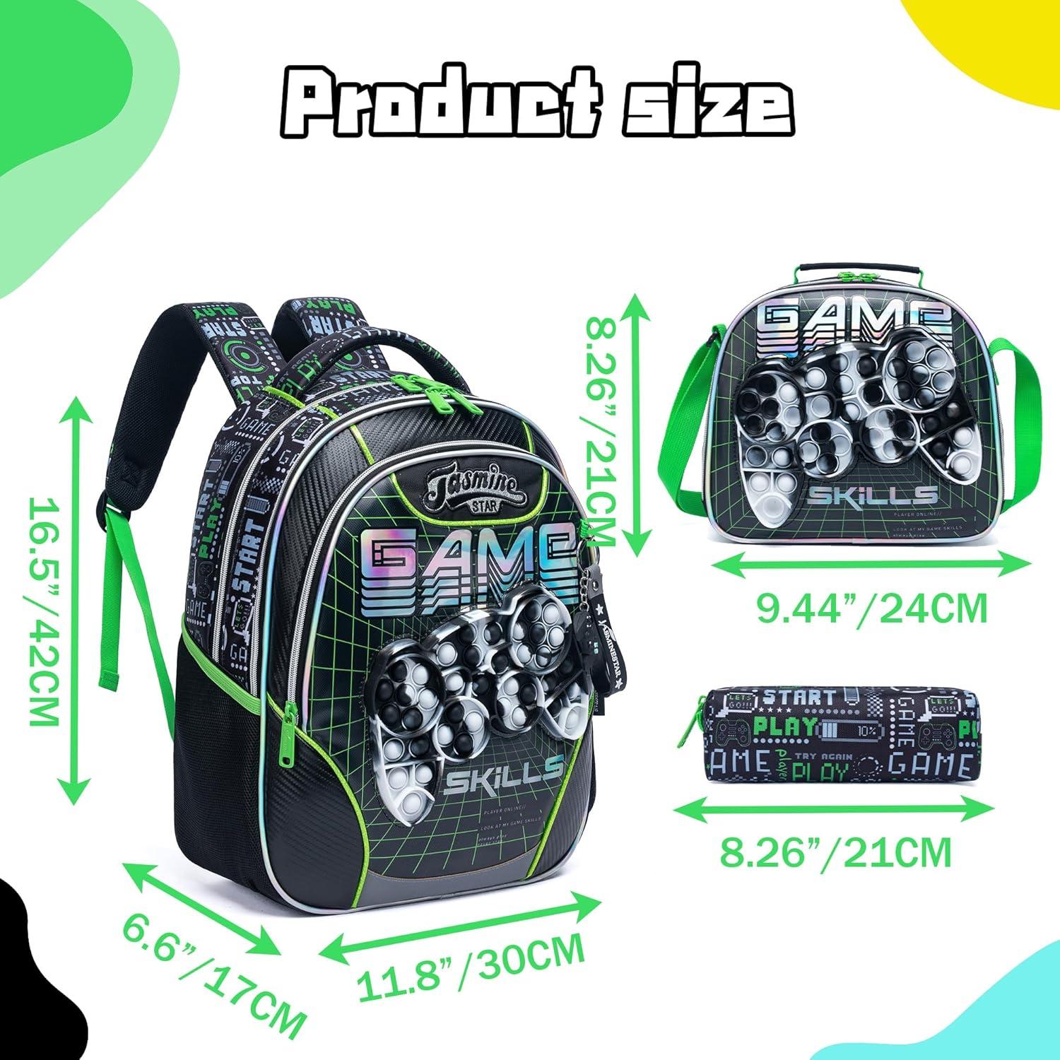 Mochila Escolar Niñas Verde Juego con Lonchera y Estuche