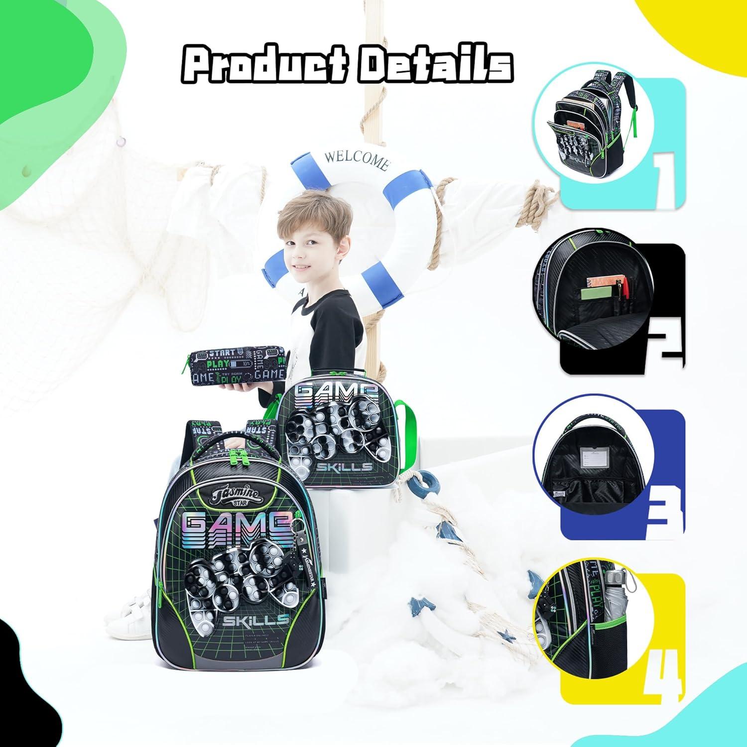 Mochila Escolar Niñas Verde Juego con Lonchera y Estuche