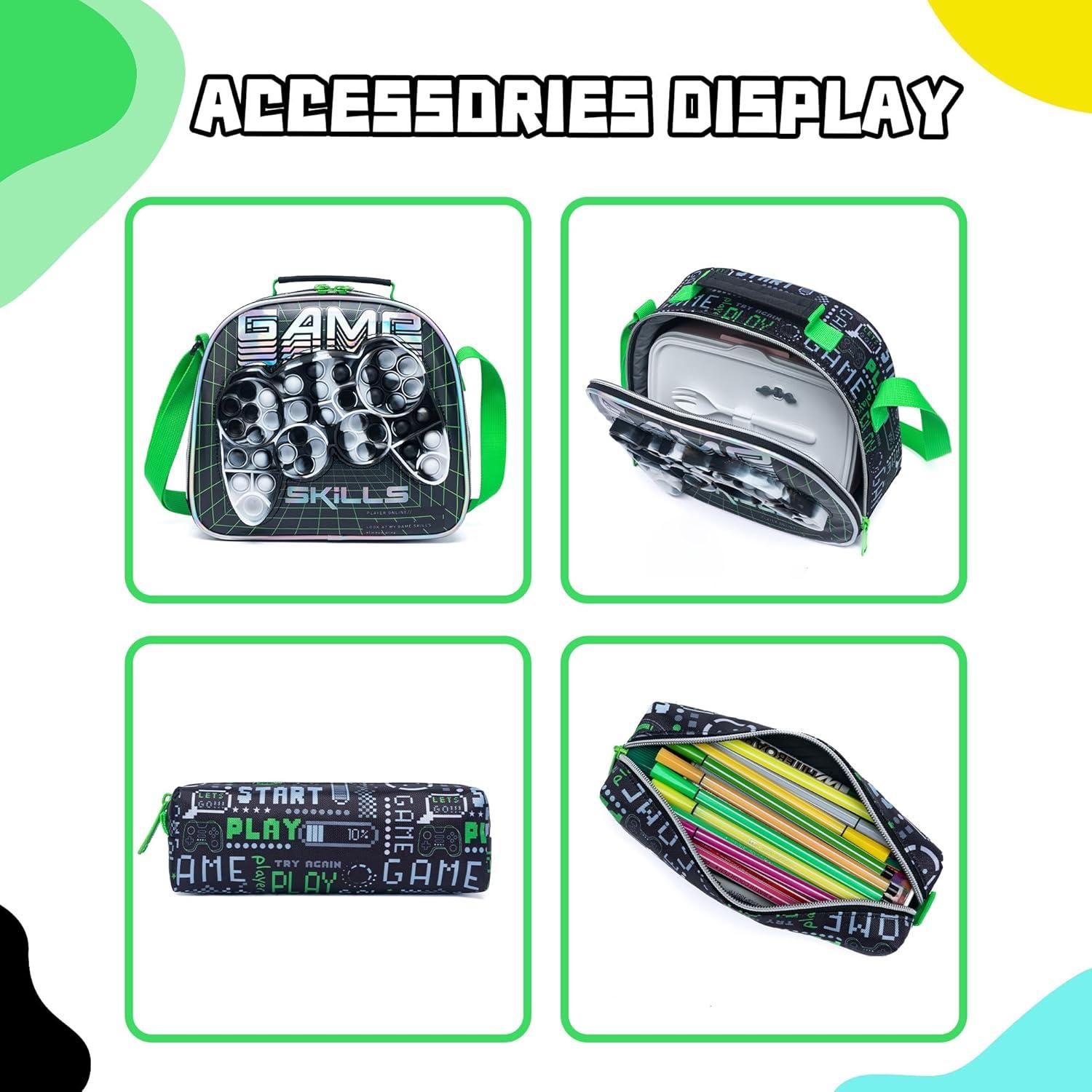 Mochila Escolar Niñas Verde Juego con Lonchera y Estuche