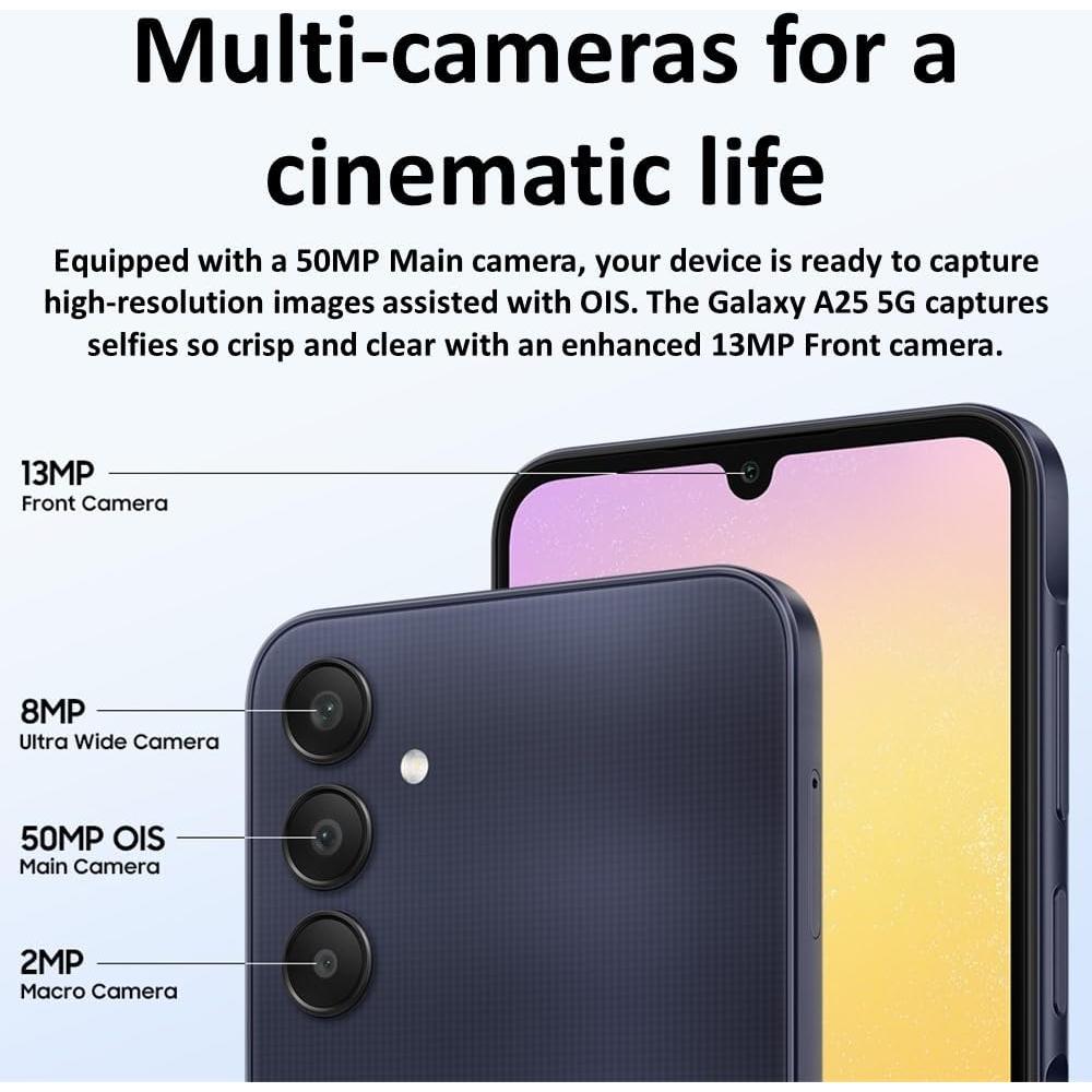 Samsung Galaxy A25 5G, 256GB, 8GB RAM, Dual SIM, Negro