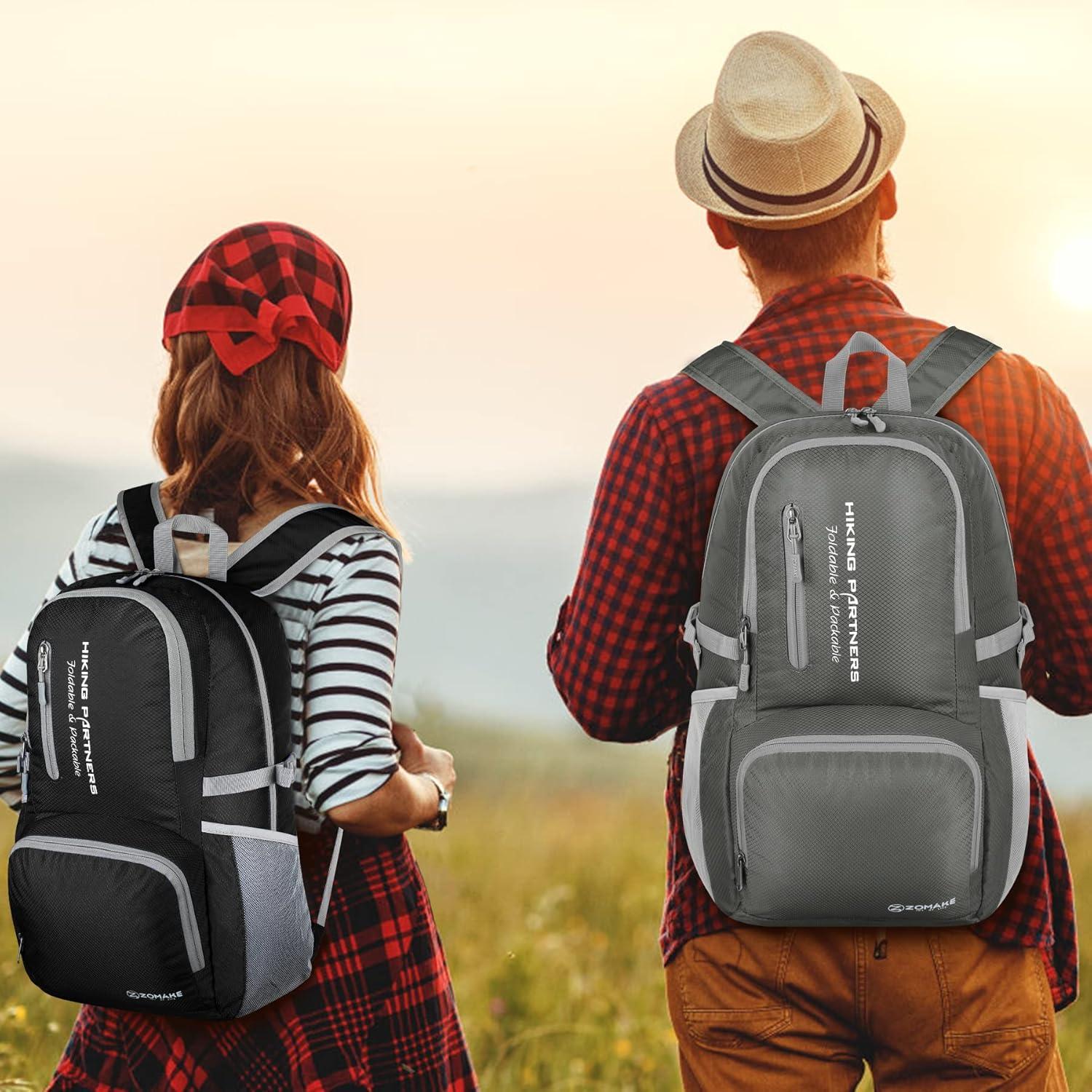 Mochila Plegable Ligera ZOMAKE 35L Resistente al Agua Negra