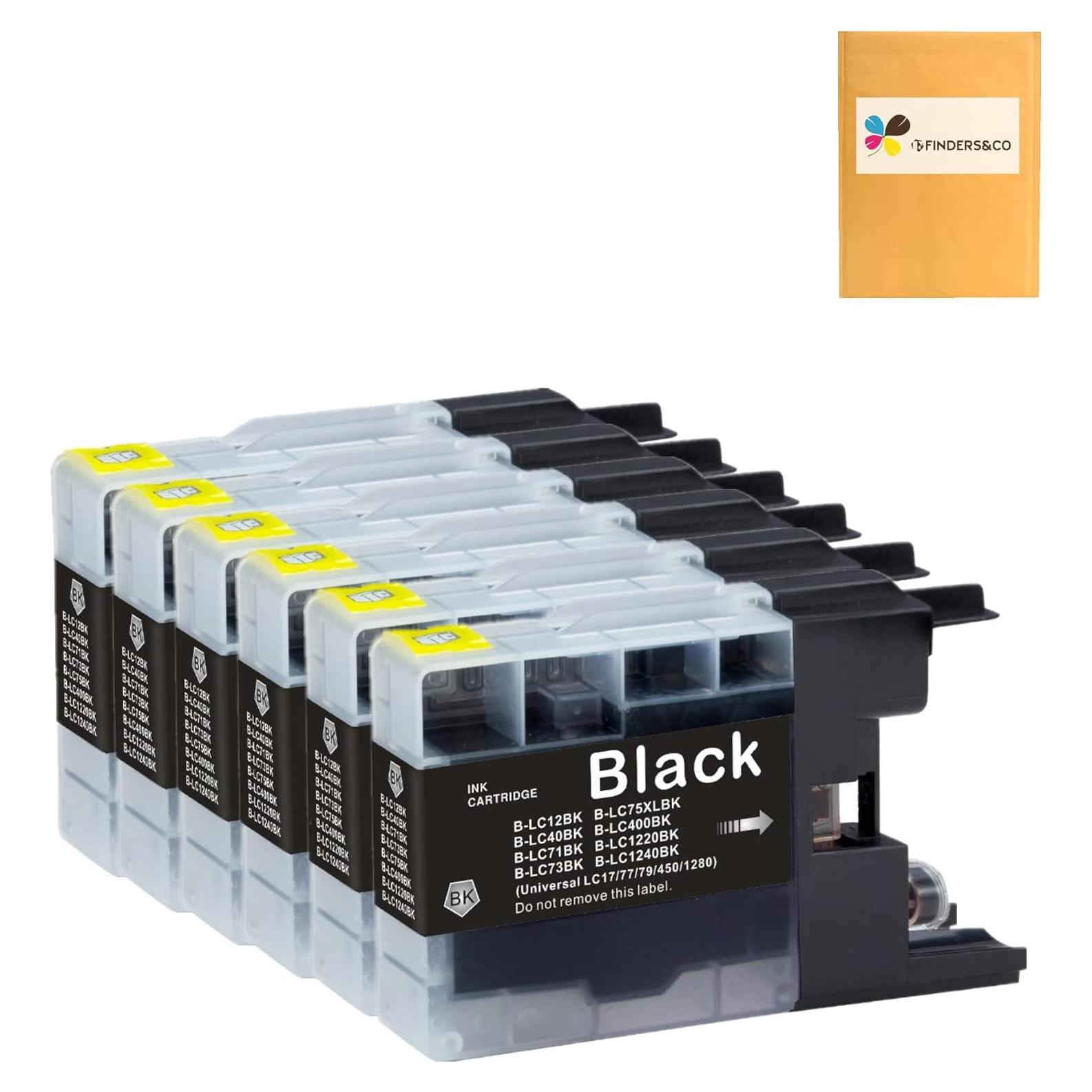 Cartuchos de Tinta Negra F FINDERS&CO LC75BK 6x 100% Compatibles