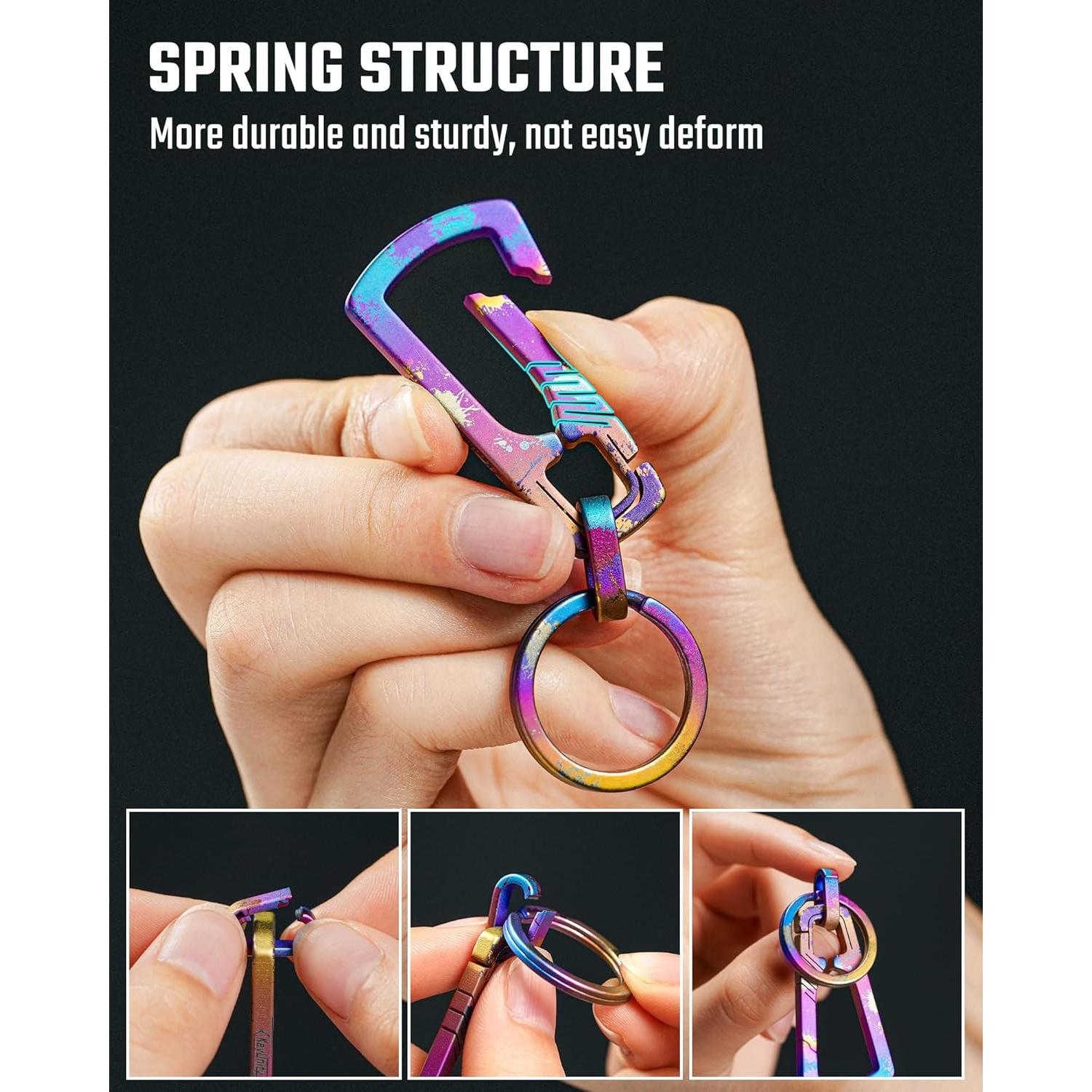 Clip de Llavero de Titanio KeyUnity KM04 EDC 76mm