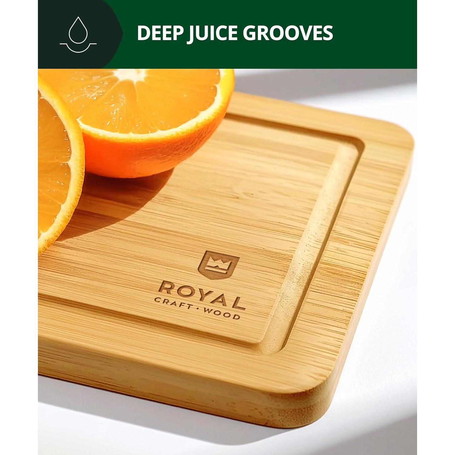 Juego de Tablas de Cortar de Bambú Royal Craft Wood 3 Piezas