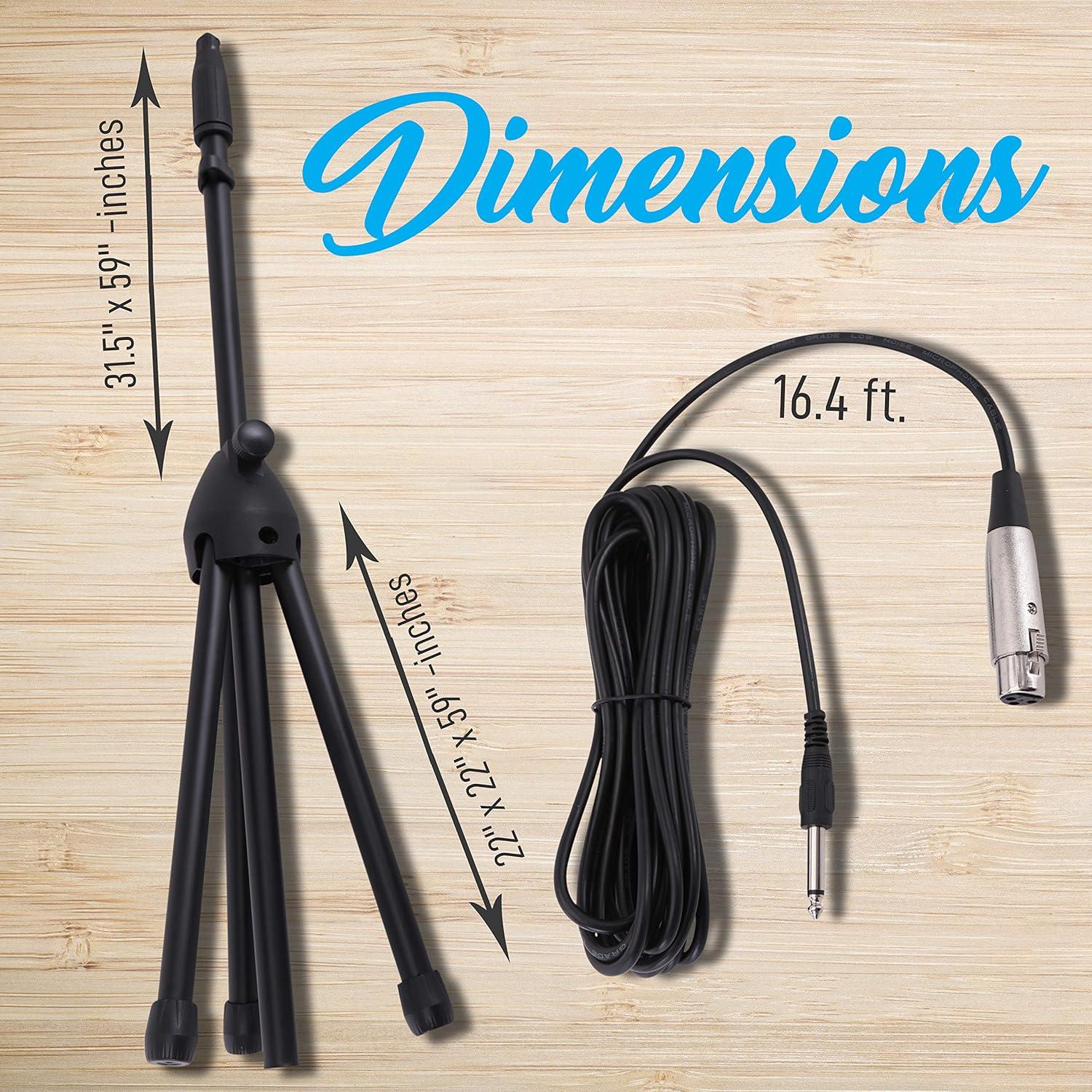 Kit de Micrófono Dinámico Pyle PDMIC88ST con Soporte y Bolsa