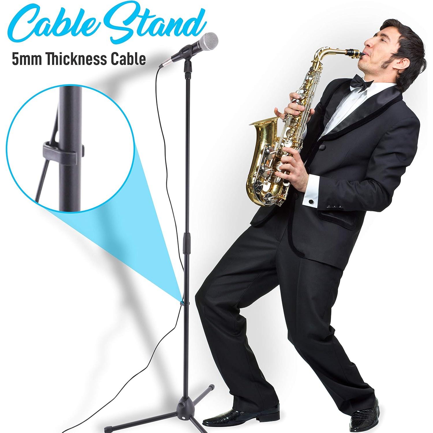 Kit de Micrófono Dinámico Pyle PDMIC88ST con Soporte y Bolsa