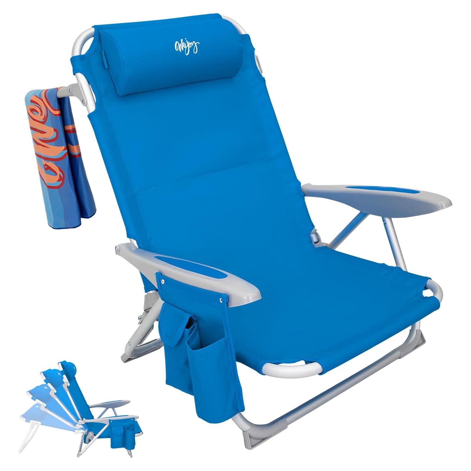 Silla de Playa Plegable WEJOY BCL Azul 4 Posiciones 120kg