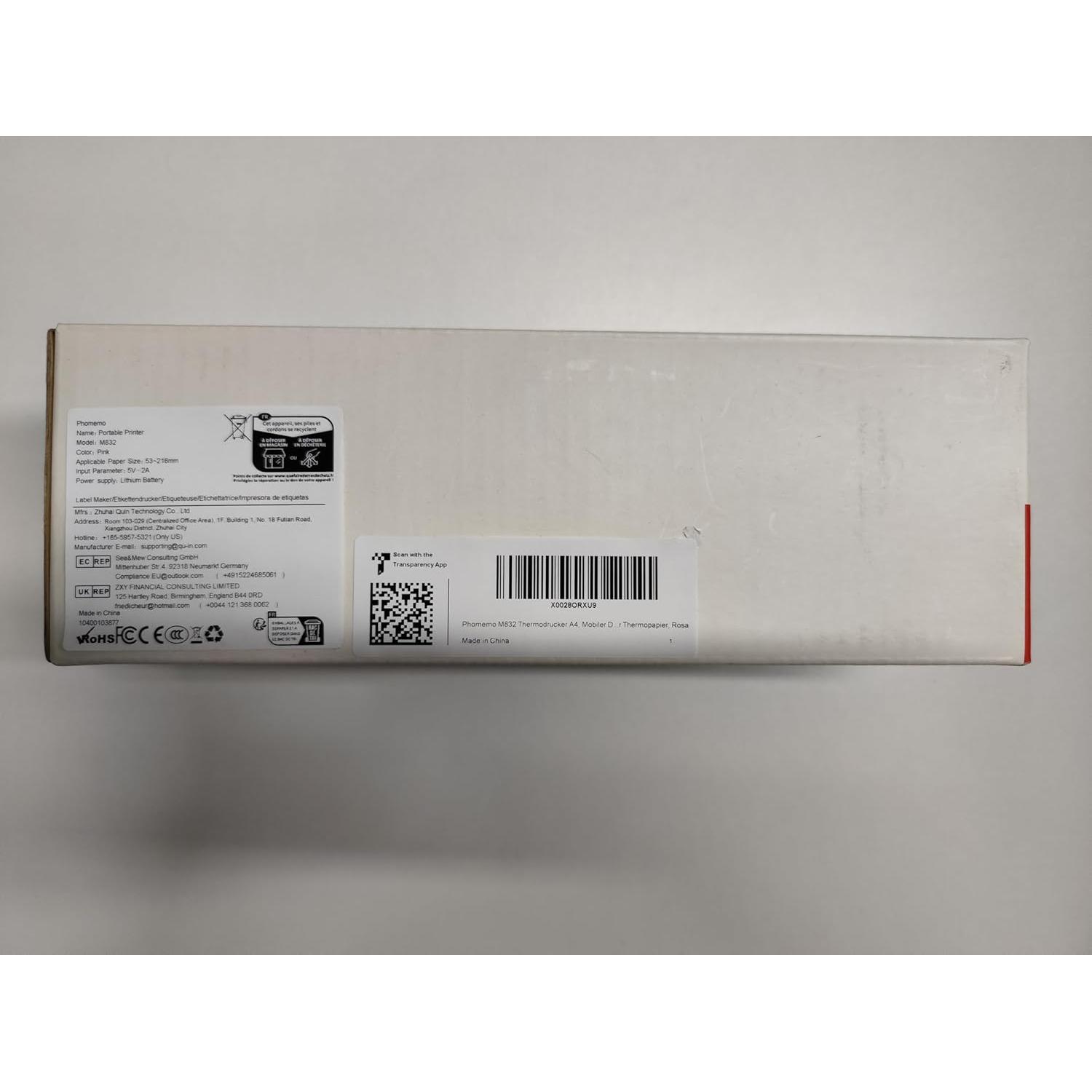 Impresora Portátil Phomemo M832 Inalámbrica Sin Tinta Rosa