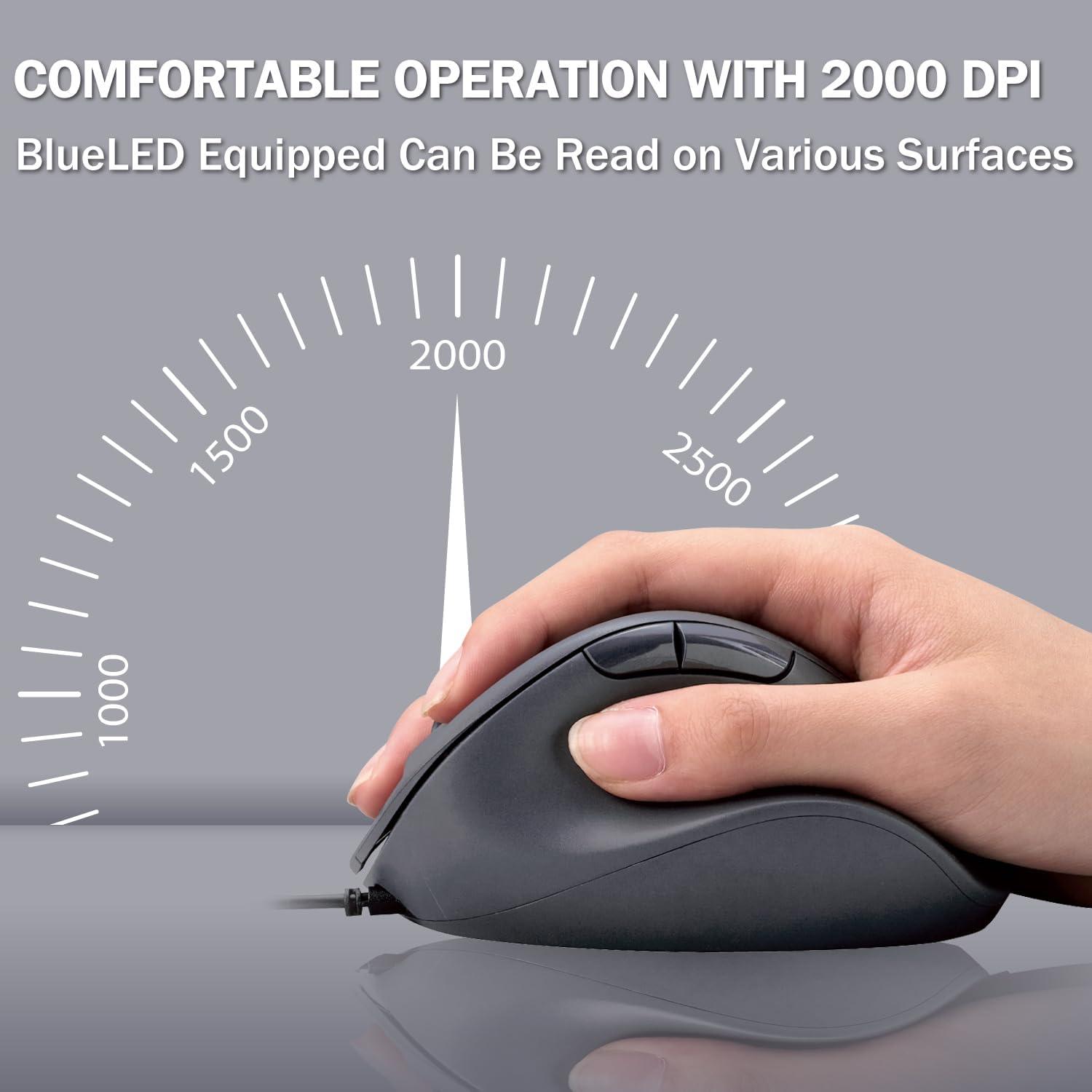 Ratón USB Ergonómico Elecom M-XGM30UBSKBK, Clic Silencioso, 2000DPI