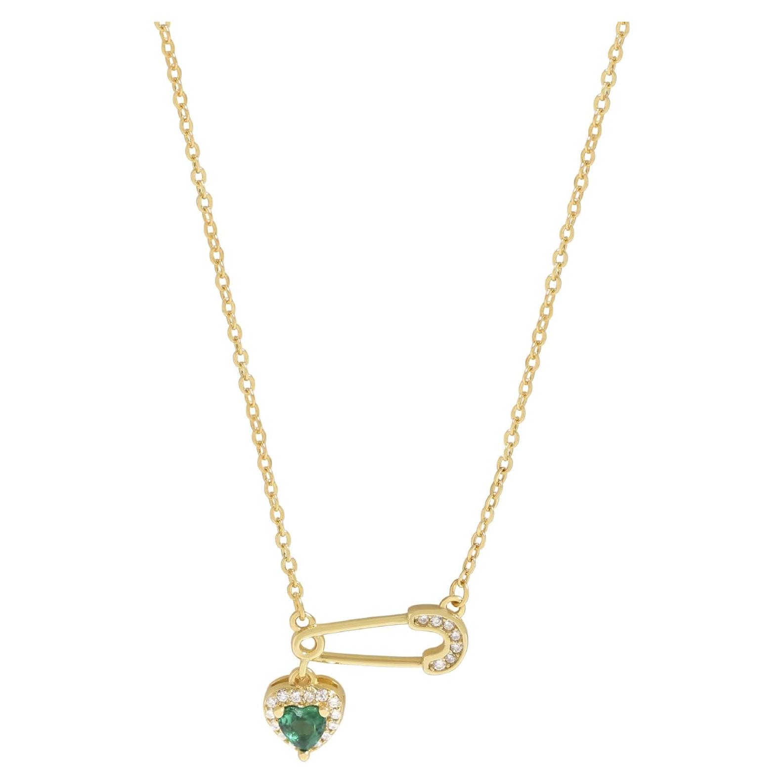 Collar de Alfiler de Seguridad Dainty Dorado con Charms 40cm