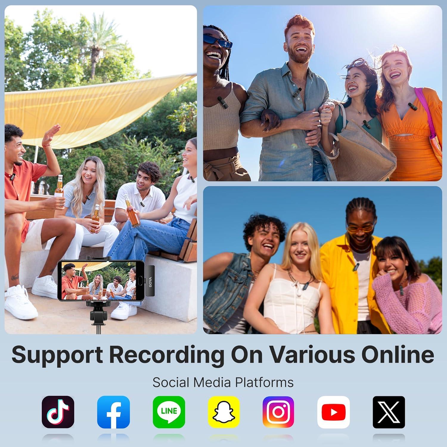 Micrófono Lavalier Inalámbrico BOYA BY-V4U Tipo C para Smartphone