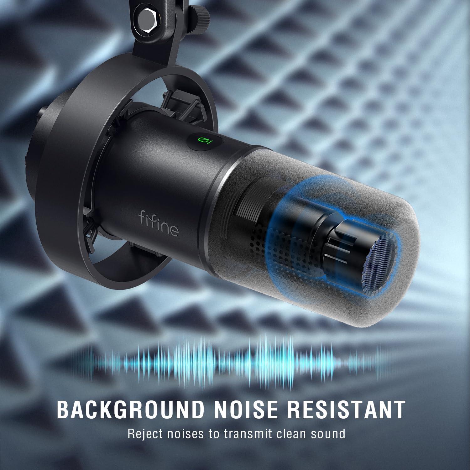Micrófono Dinámico FIFINE K688T con Soporte de Brazo para Podcast