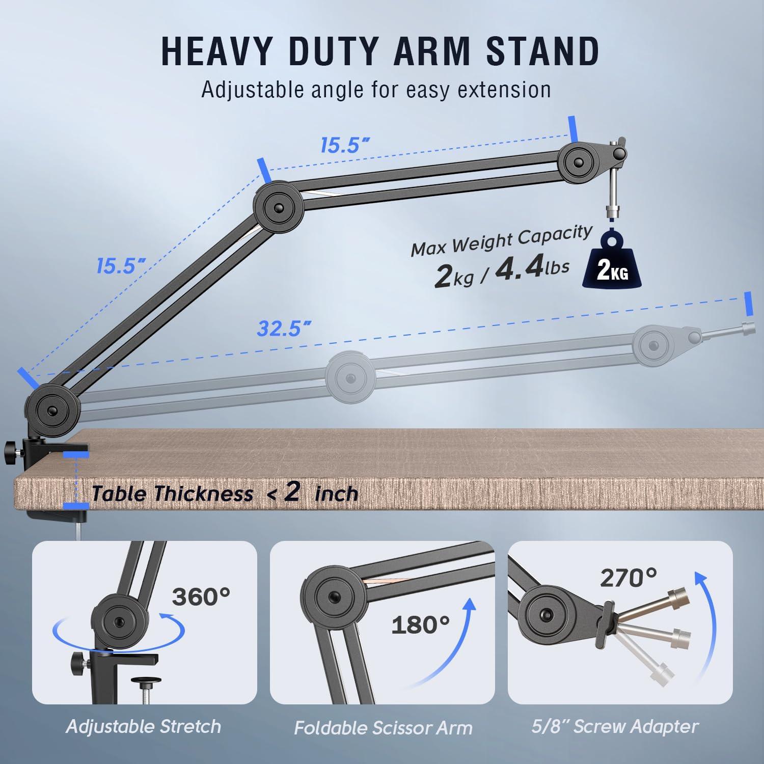 Micrófono Dinámico FIFINE K688T con Soporte de Brazo para Podcast