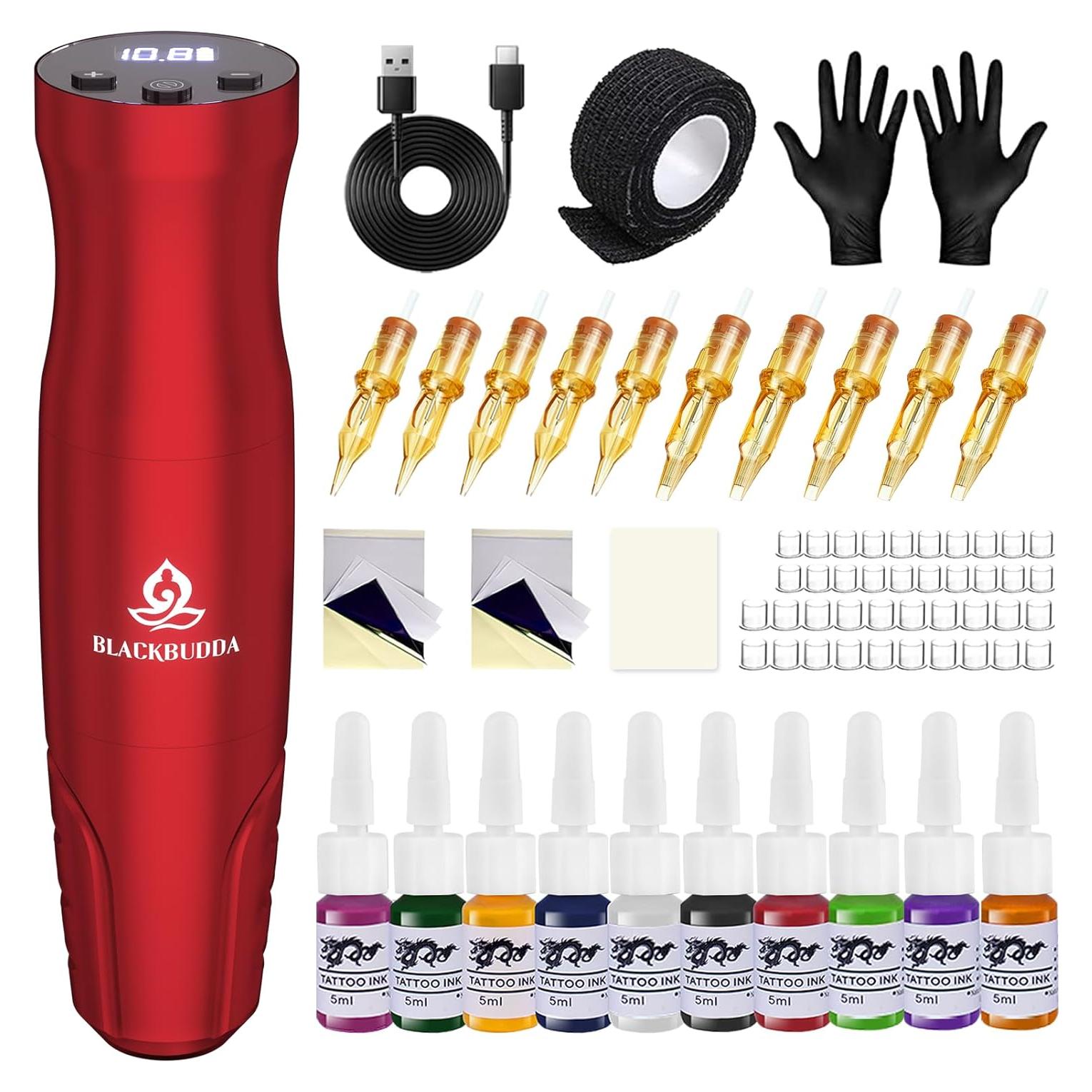 Kit de Tatuaje Completo BLACKBUDDA para Principiantes - Rojo