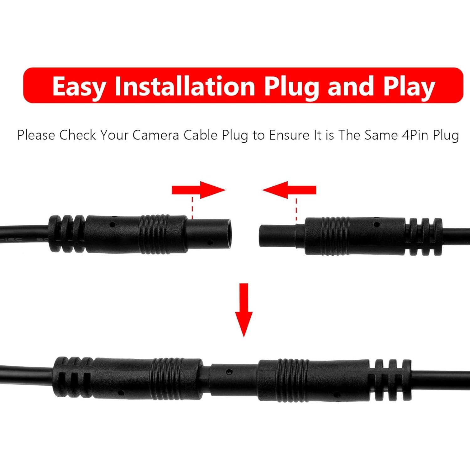 Cable de Extensión 4 Pines Gmailmall 1.98m para Cámara de Respaldo