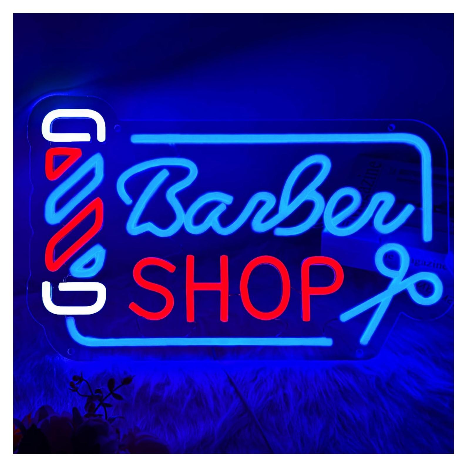 Cartel de Neón LED Barber Shop Moneter 42.2 x 24.9 cm