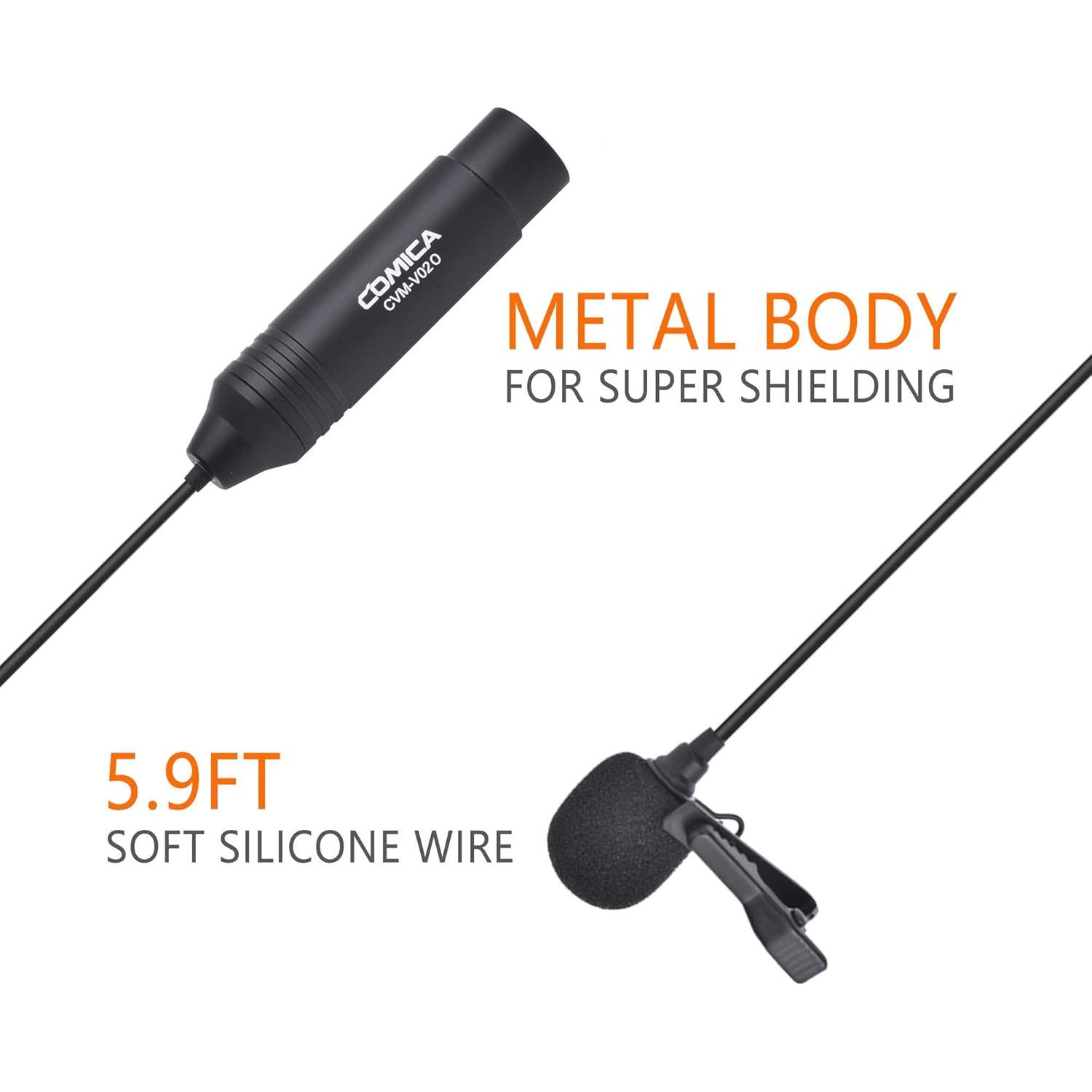 Micrófono Lavalier Comica CVM-V02O 1.8M XLR Omnidireccional